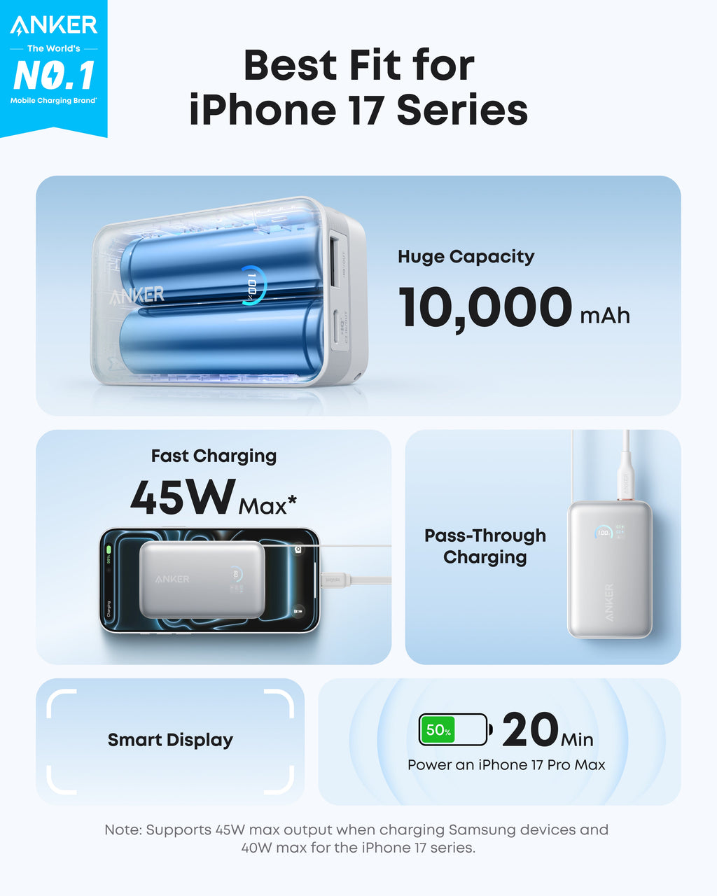 Anker Nano Power Bank - High Capacity 10K 45W Fast Charging With Built In Retractable USB C Cable by Anker