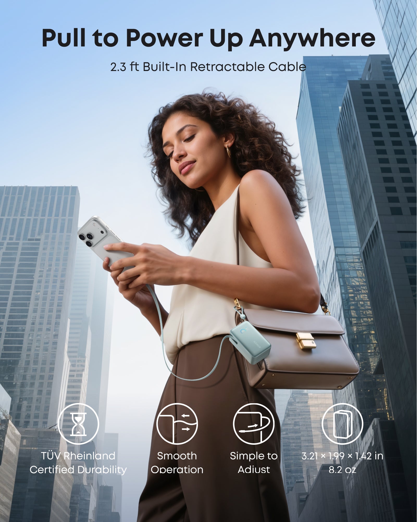 Anker Nano Power Bank - High Capacity 10K 45W Fast Charging With Built In Retractable USB C Cable by Anker