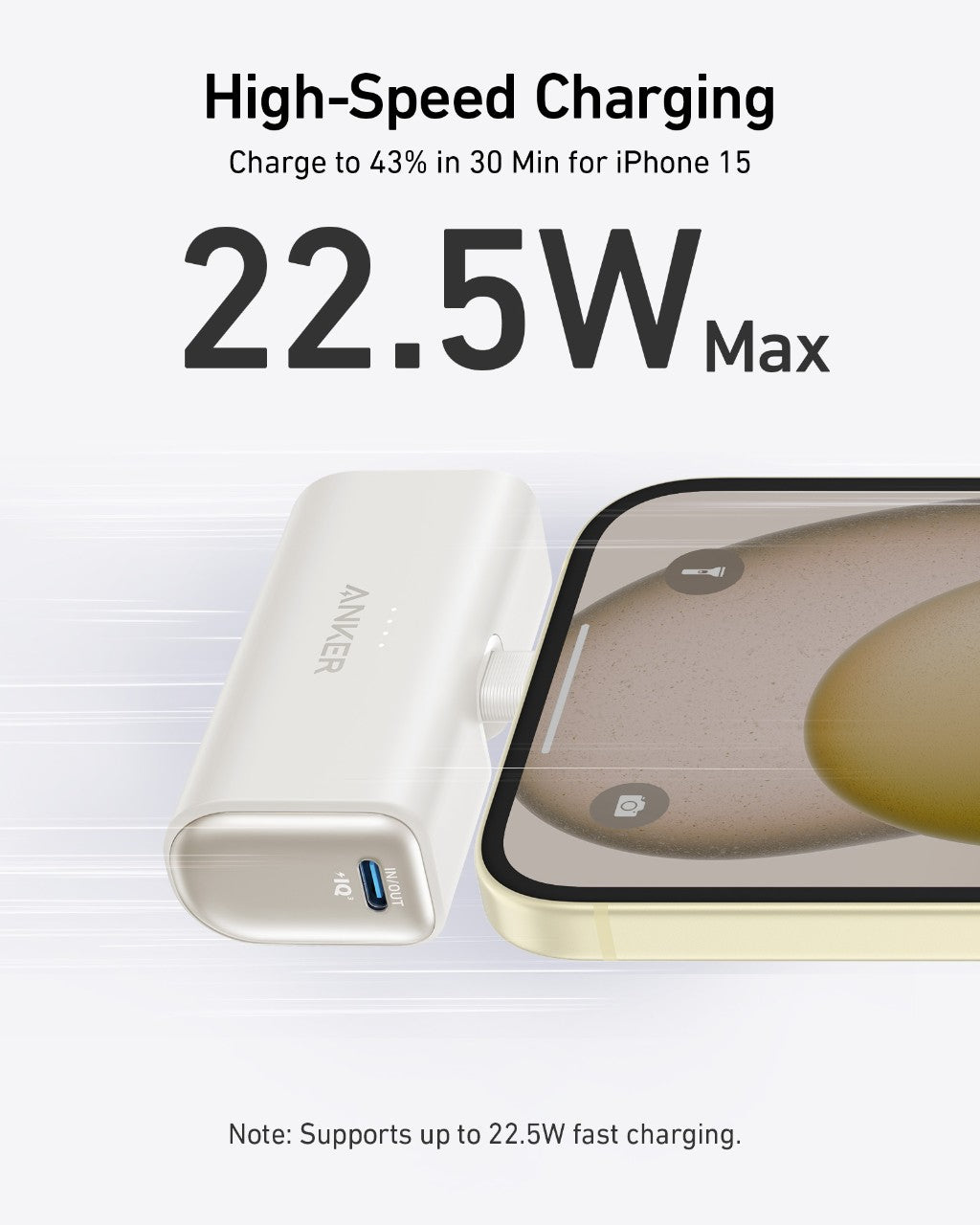 Anker Nano Power Bank 22.5W Fast Charging With Built In USB C Connector And Dual USB C Ports by Anker