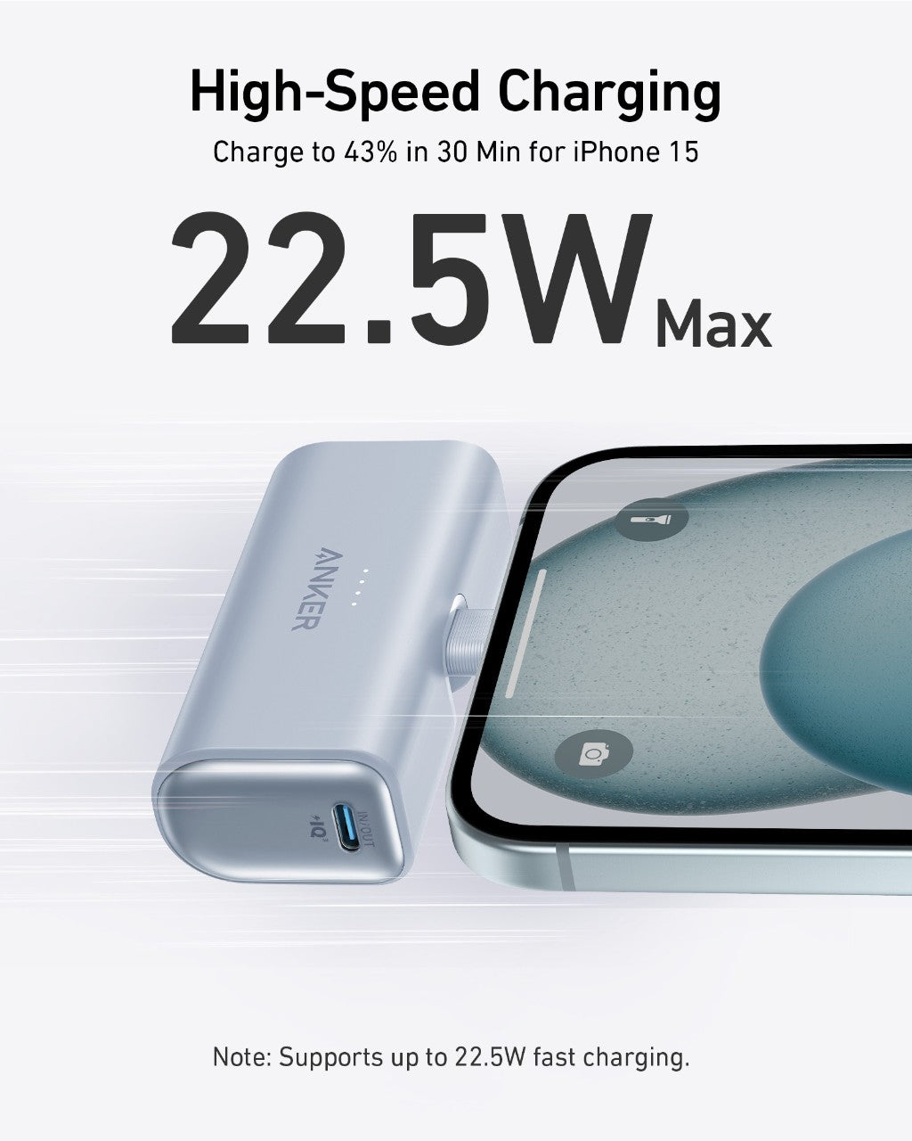 Anker Nano Power Bank 22.5W Fast Charging With Built In USB C Connector And Dual USB C Ports by Anker