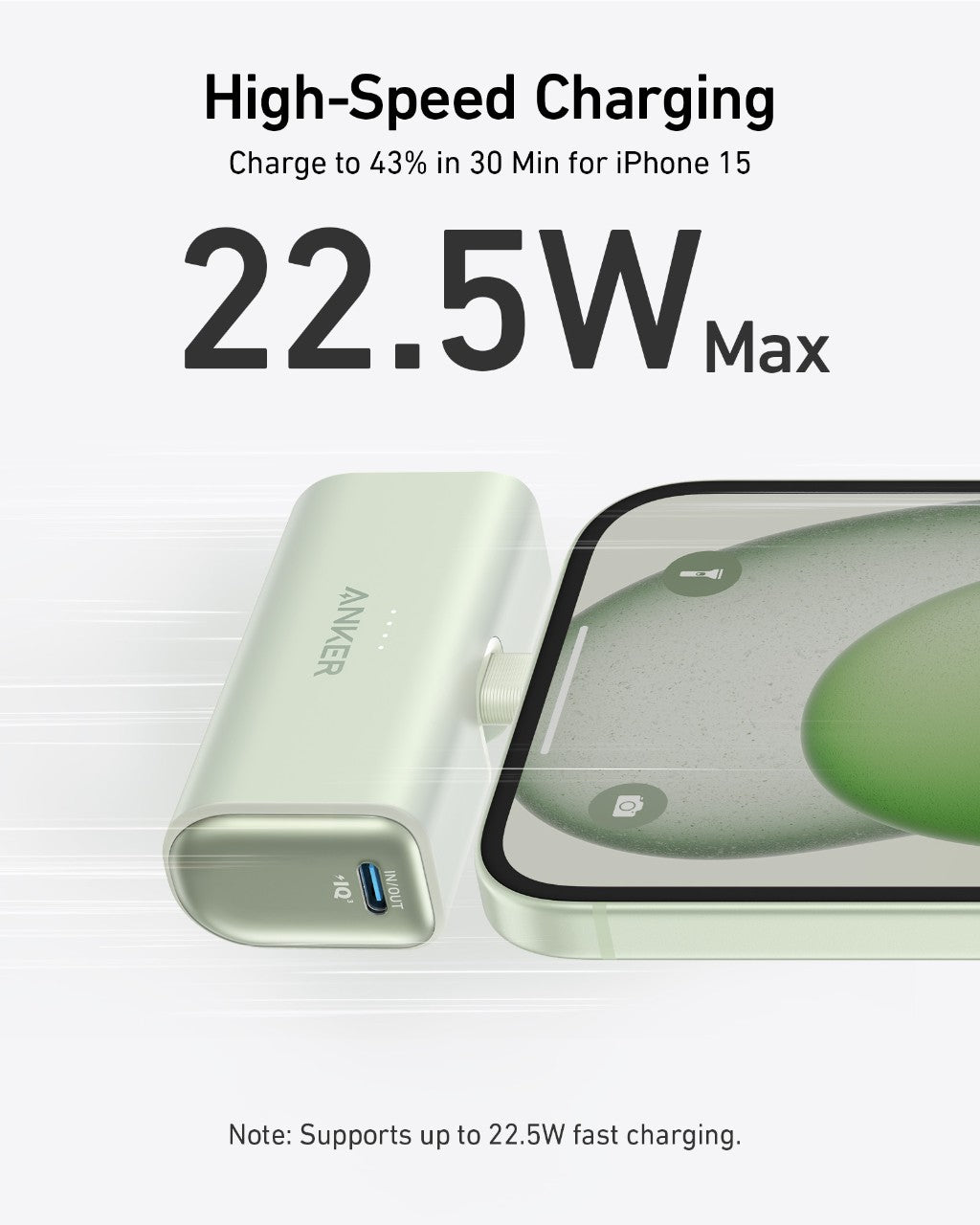 Anker Nano Power Bank 22.5W Fast Charging With Built In USB C Connector And Dual USB C Ports by Anker