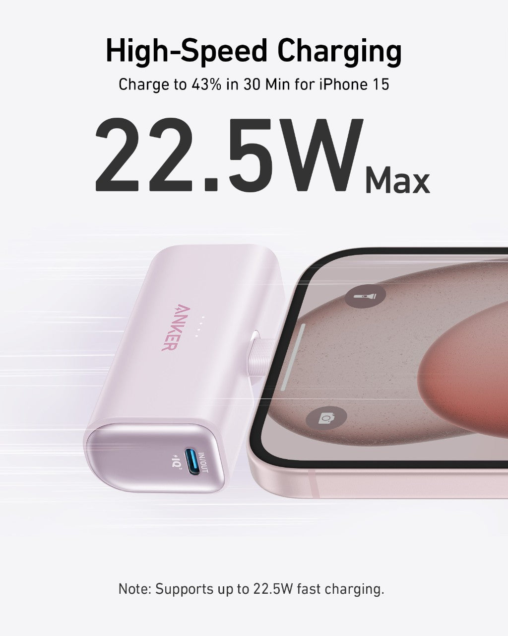 Anker Nano Power Bank 22.5W Fast Charging With Built In USB C Connector And Dual USB C Ports by Anker