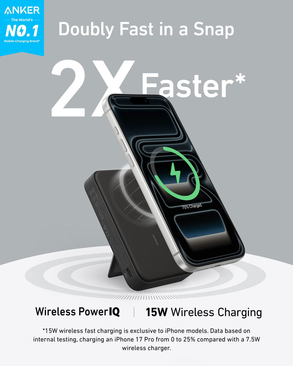 Anker MagGo Power Bank 10K - Qi2 Wireless Charger With Built In Stand And Smart Display by Anker