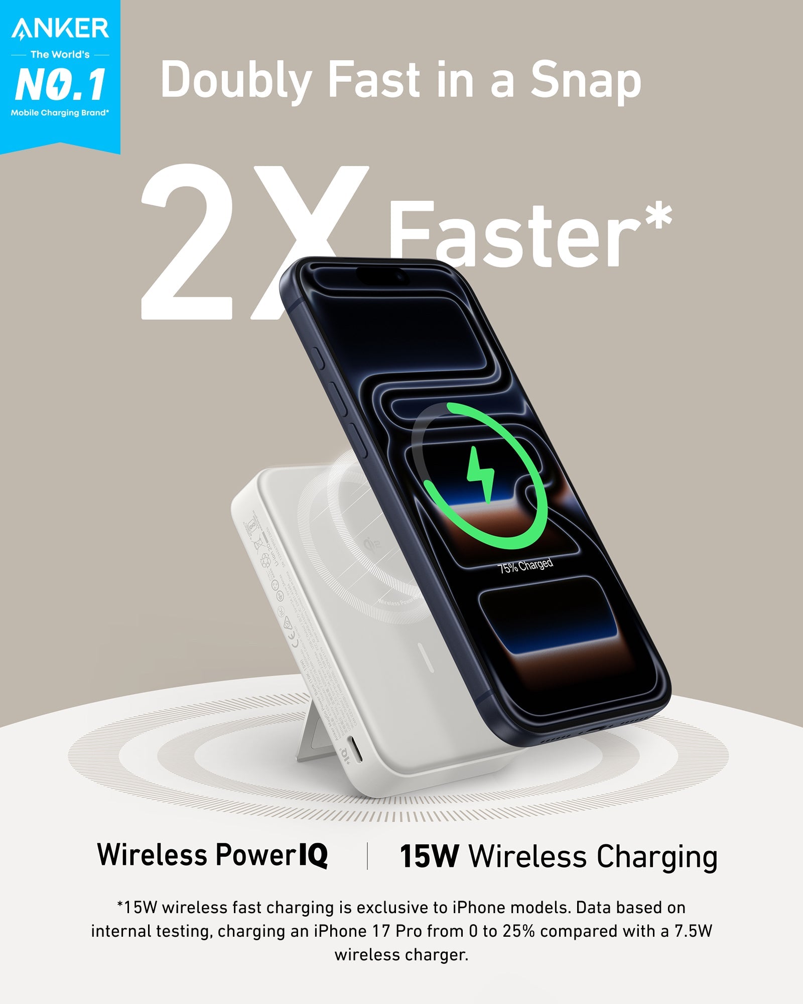Anker MagGo Power Bank 10K - Qi2 Wireless Charger With Built In Stand And Smart Display by Anker