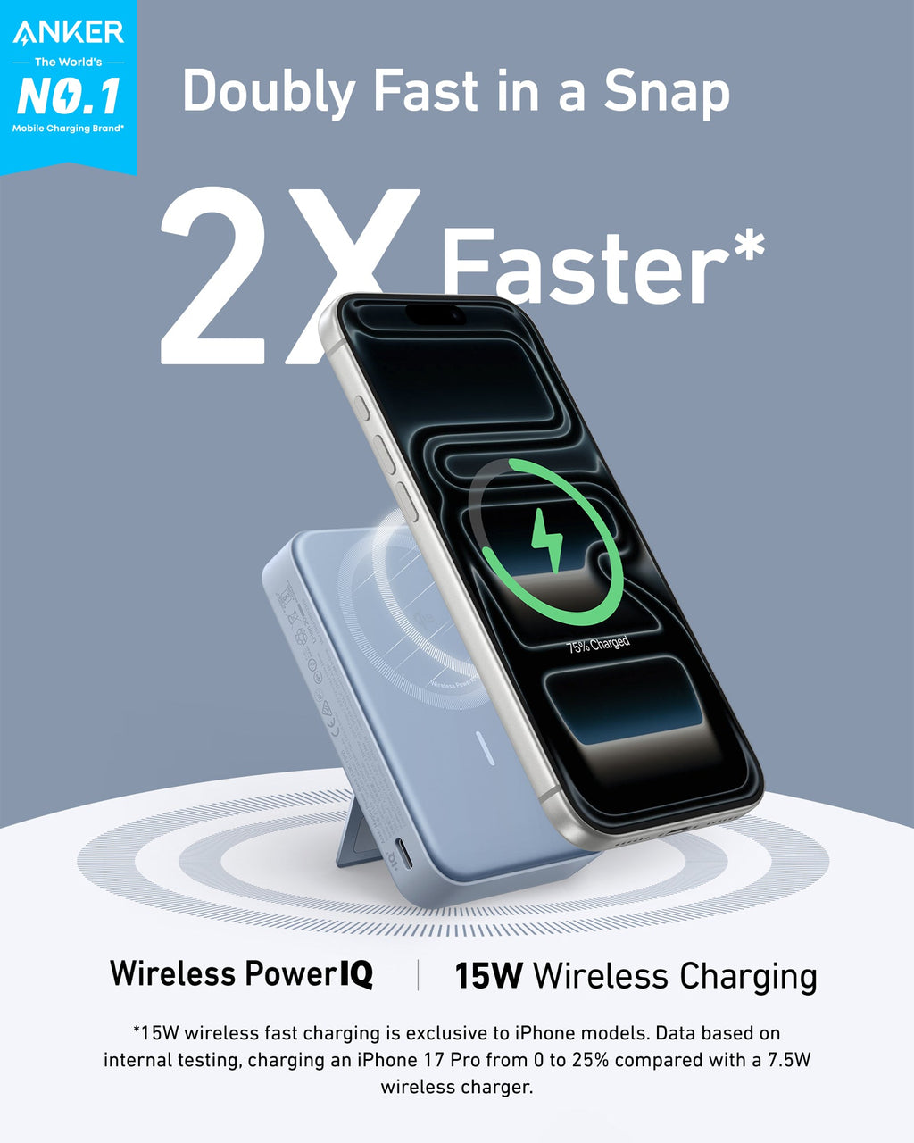 Anker MagGo Power Bank 10K - Qi2 Wireless Charger With Built In Stand And Smart Display by Anker