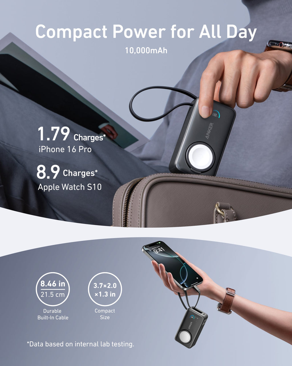 Anker MagGo Power Bank 10K 35W For Apple Watch - Portable Apple Watch Charger With USB C by Anker