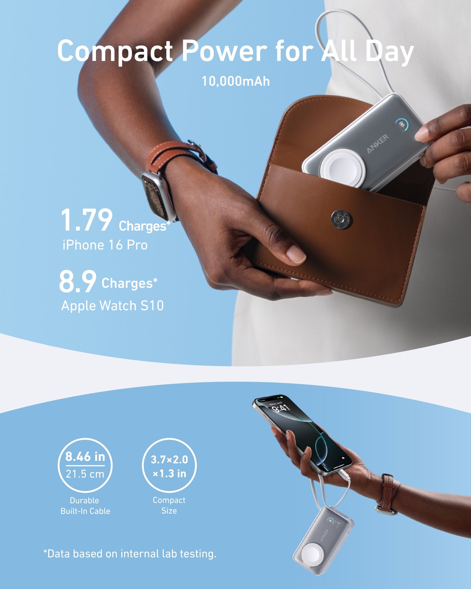 Anker MagGo Power Bank 10K 35W For Apple Watch - Portable Apple Watch Charger With USB C by Anker