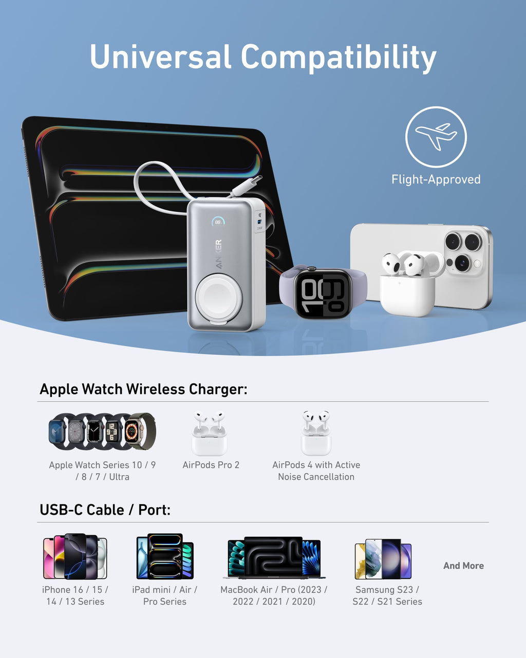 Anker MagGo Power Bank 10K 35W For Apple Watch - Portable Apple Watch Charger With USB C by Anker