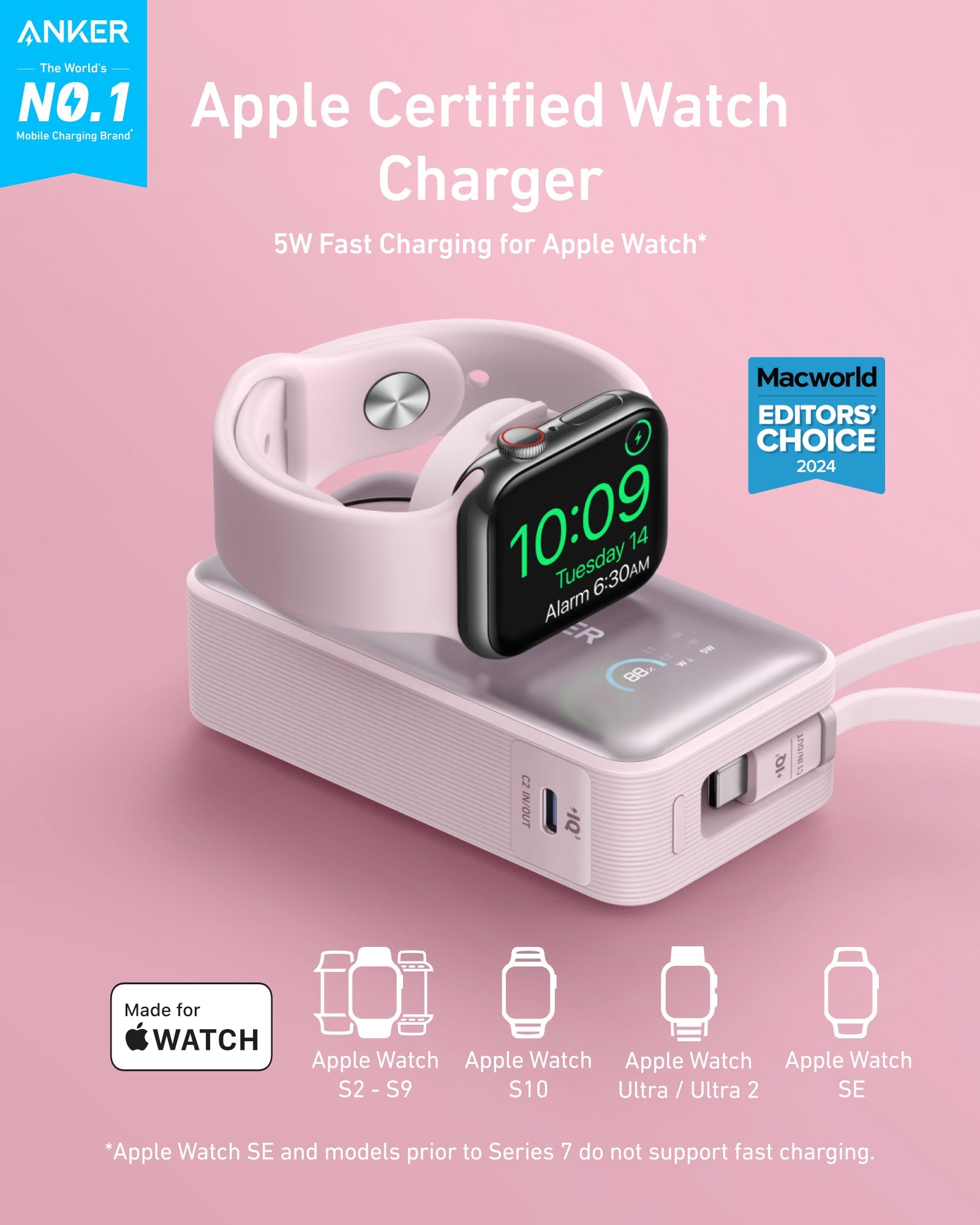 Anker MagGo Power Bank 10K 35W For Apple Watch - Portable Apple Watch Charger With USB C by Anker