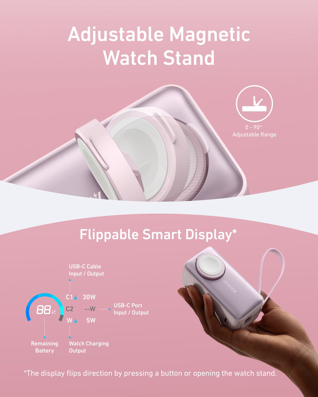 Anker MagGo Power Bank 10K 35W For Apple Watch - Portable Apple Watch Charger With USB C by Anker