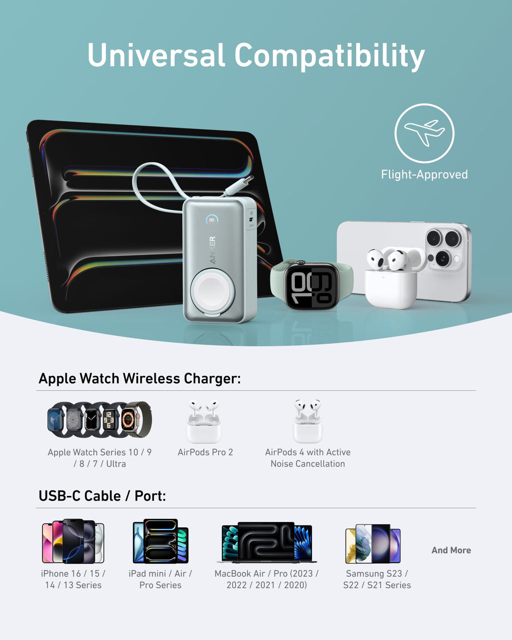 Anker MagGo Power Bank 10K 35W For Apple Watch - Portable Apple Watch Charger With USB C by Anker
