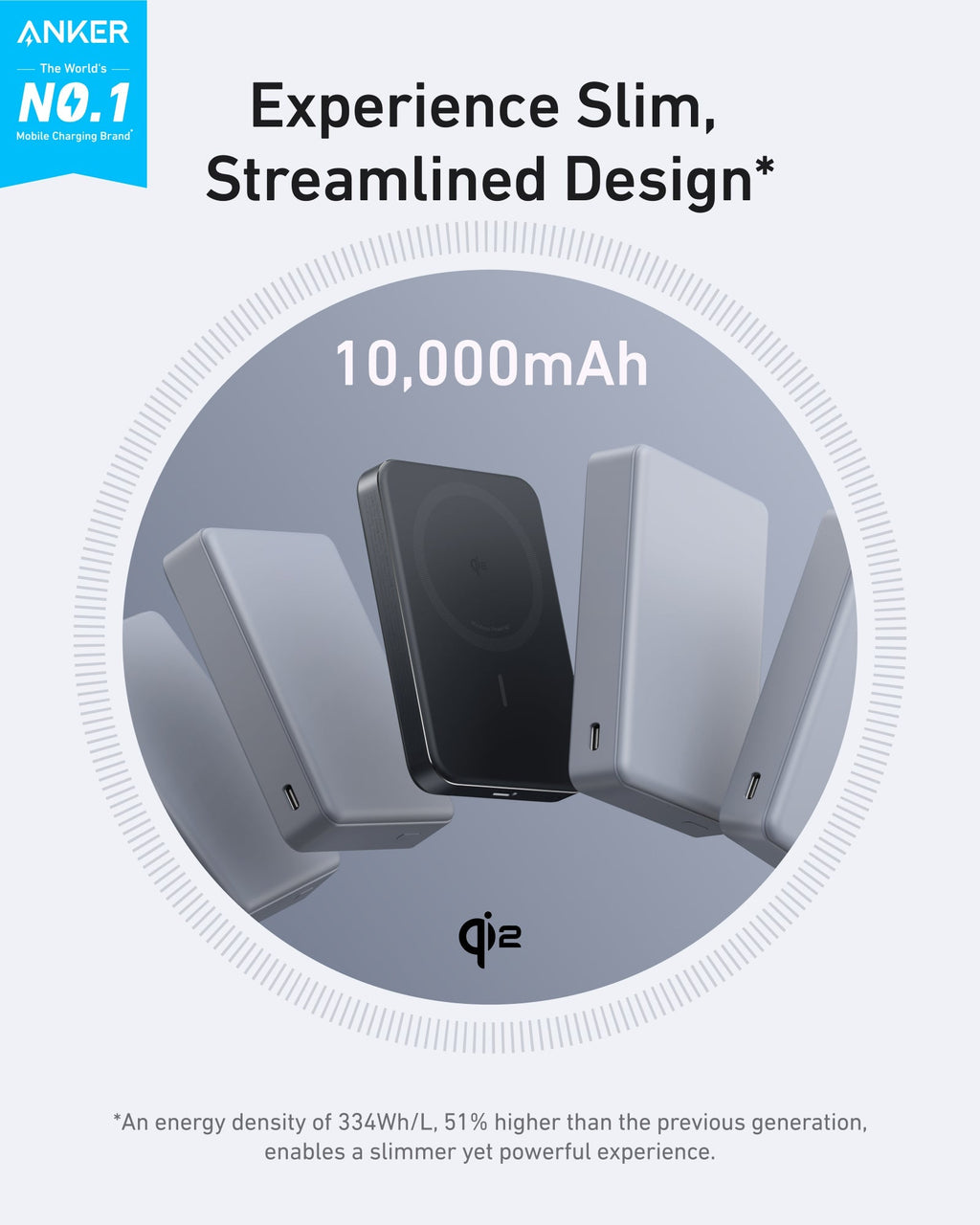 Anker MagGo Power Bank 10K Slim - Fast Magnetic Wireless Charging for iPhone 12–15 and More by Anker