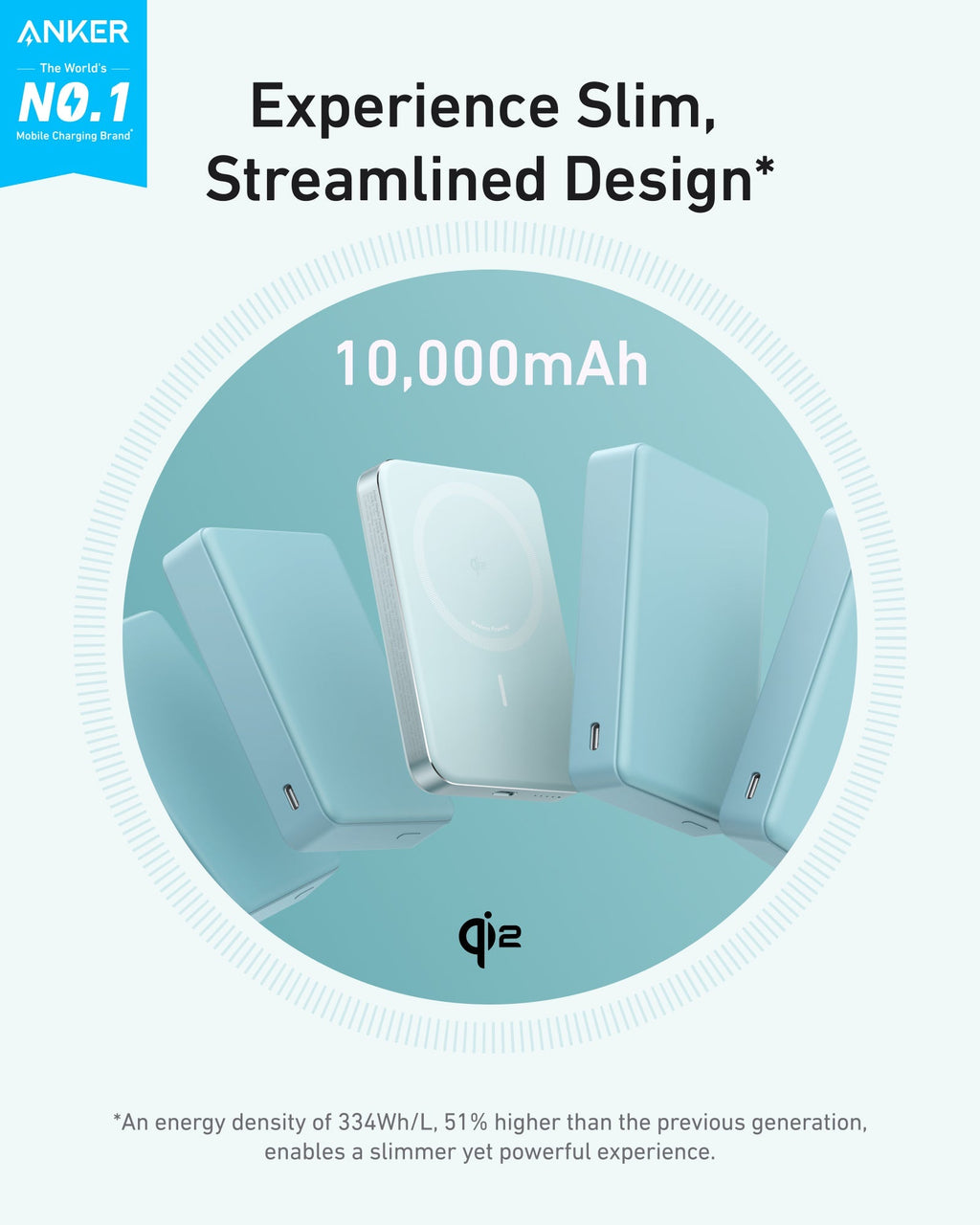 Anker MagGo Power Bank 10K Slim - Fast Magnetic Wireless Charging for iPhone 12–15 and More by Anker