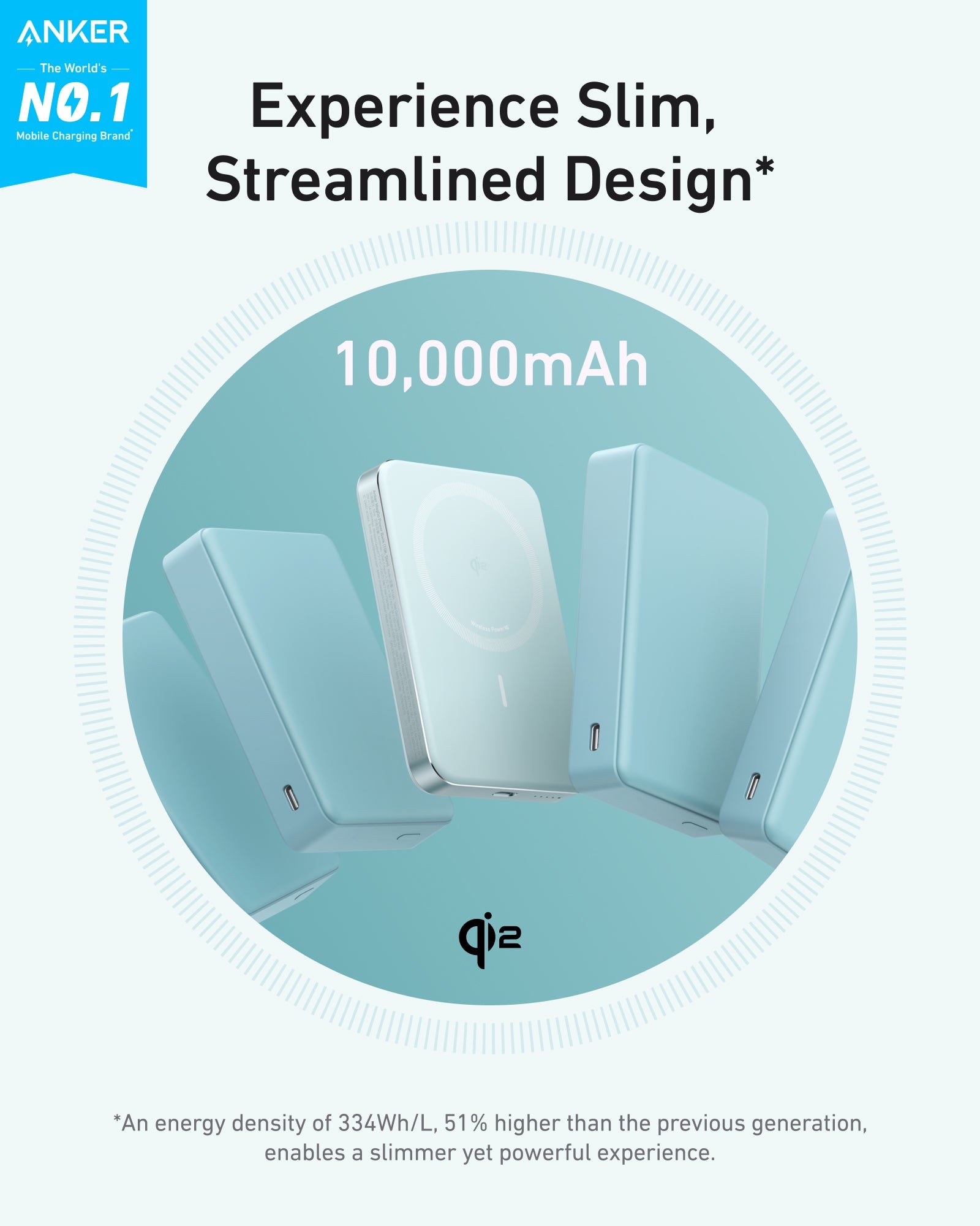 Anker MagGo Power Bank 10K Slim - Fast Magnetic Wireless Charging for iPhone 12–15 and More by Anker