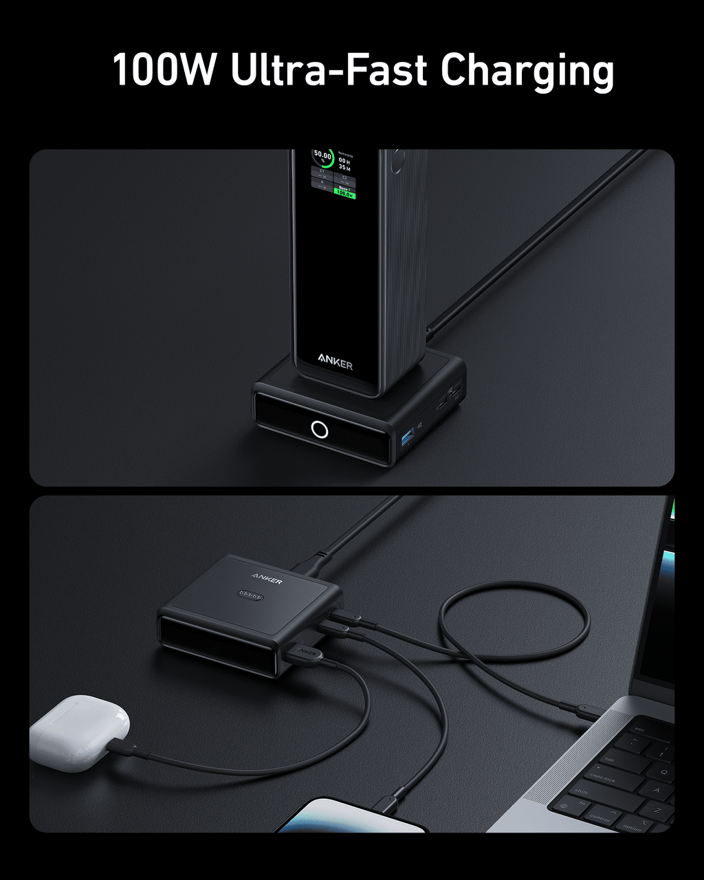 Anker 100W Charging Base For Anker Prime Power Bank Fast Shared Power Across Multiple Devices by Anker