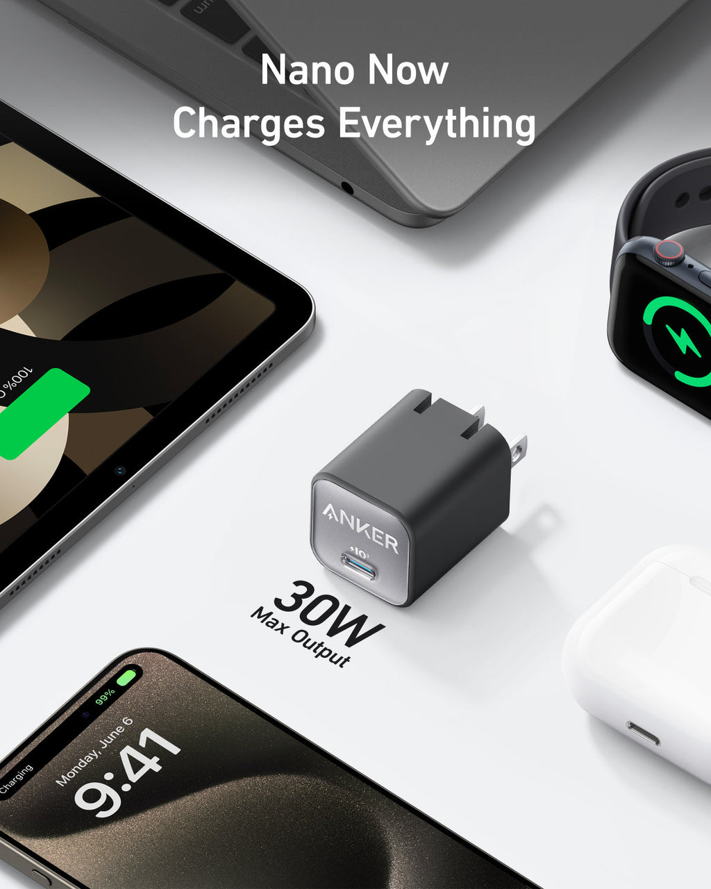 Anker Nano Charger 30W - Ultra Compact GaN Charger Delivers Fast Power For Phones, Tablets, And More by Anker