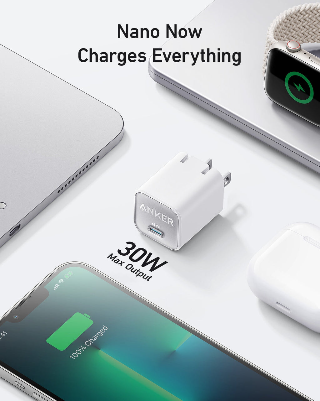 Anker Nano Charger 30W - Ultra Compact GaN Charger Delivers Fast Power For Phones, Tablets, And More by Anker