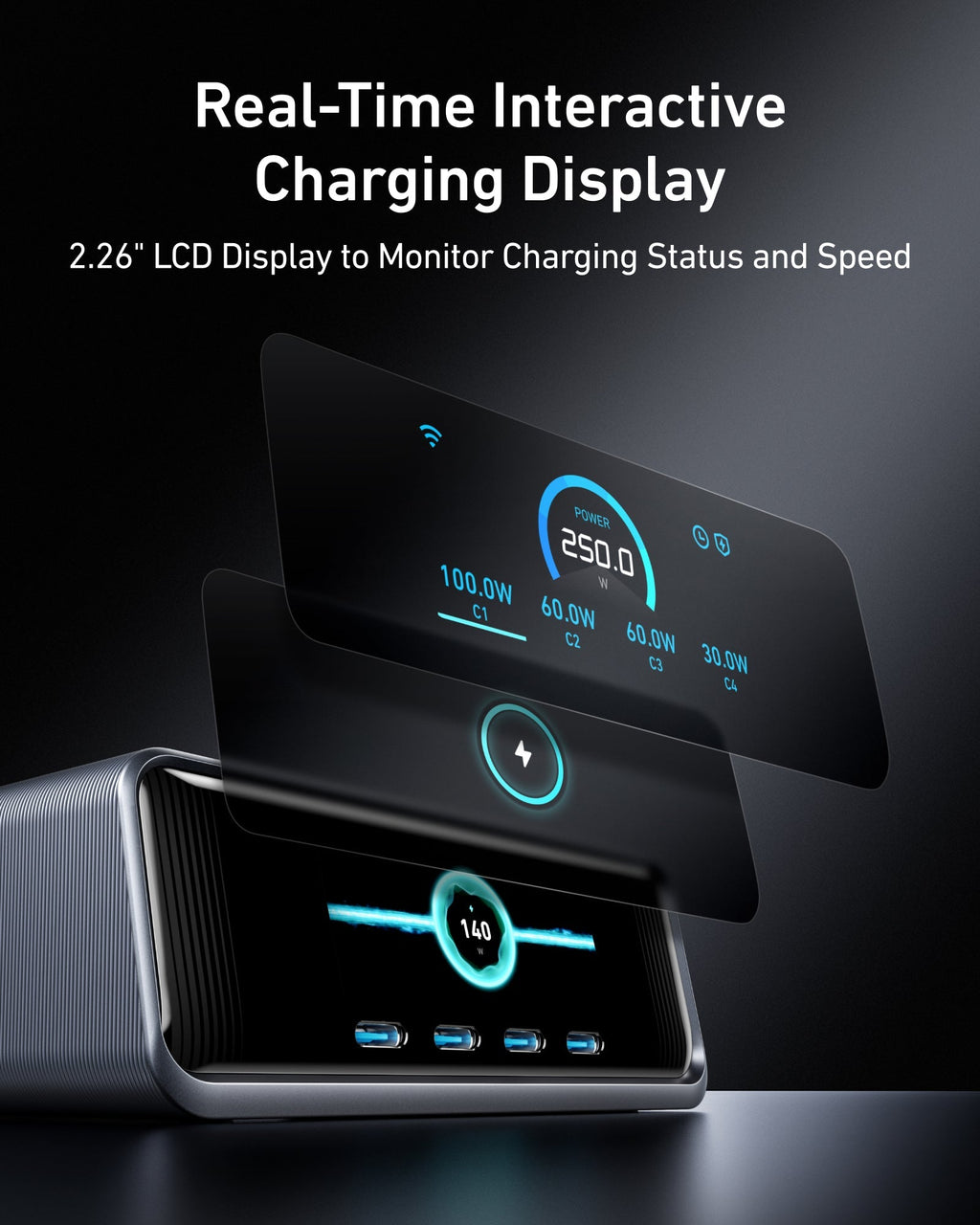 Anker Prime Charger - 250W GaNPrime Desktop Power Hub With Six Ports For Laptops Phones And More by Anker