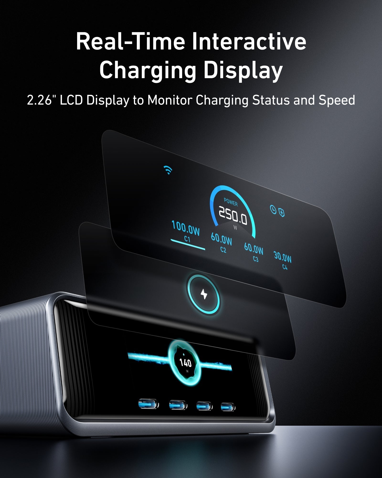 Anker Prime Charger - 250W GaNPrime Desktop Power Hub With Six Ports For Laptops Phones And More by Anker