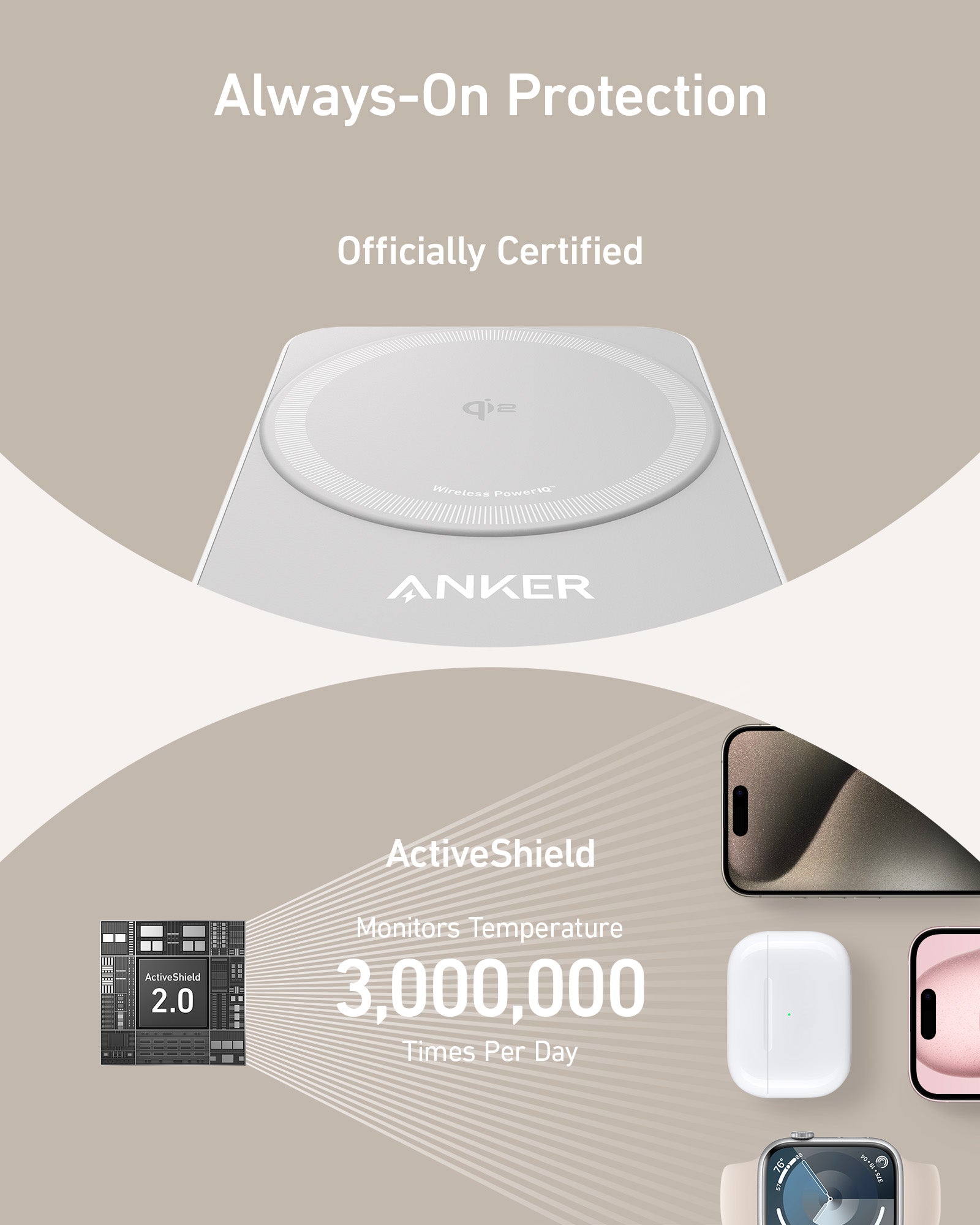 Anker MagGo Wireless Charging Station Foldable 3-in-1 - MagSafe 15W Wireless Charger for iPhone Apple Watch AirPods by Anker