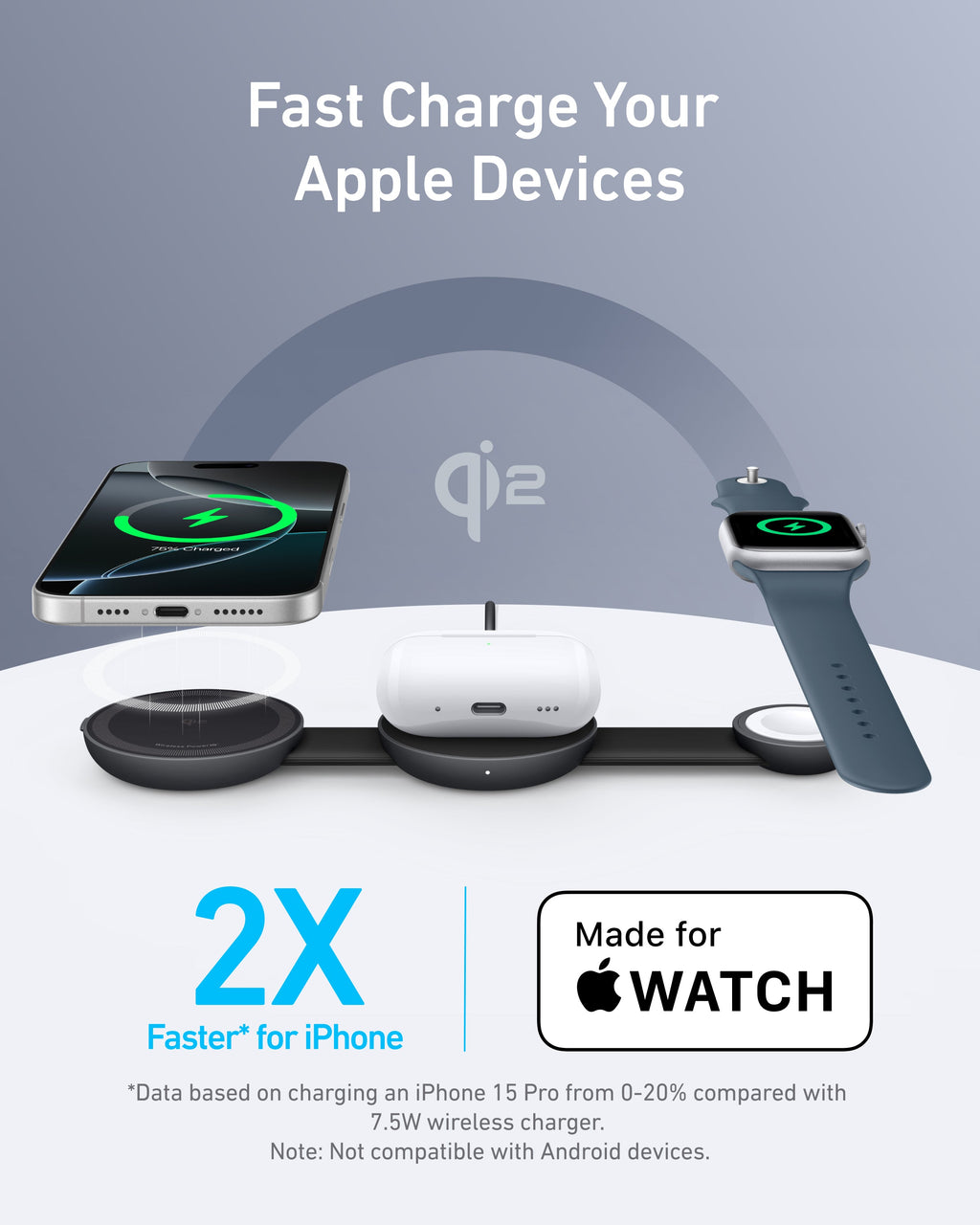 Anker MagGo Wireless Charging Station - 3-In-1 Foldable Pad For MagSafe And Qi2 Powers iPhone, Apple Watch, And More by Anker