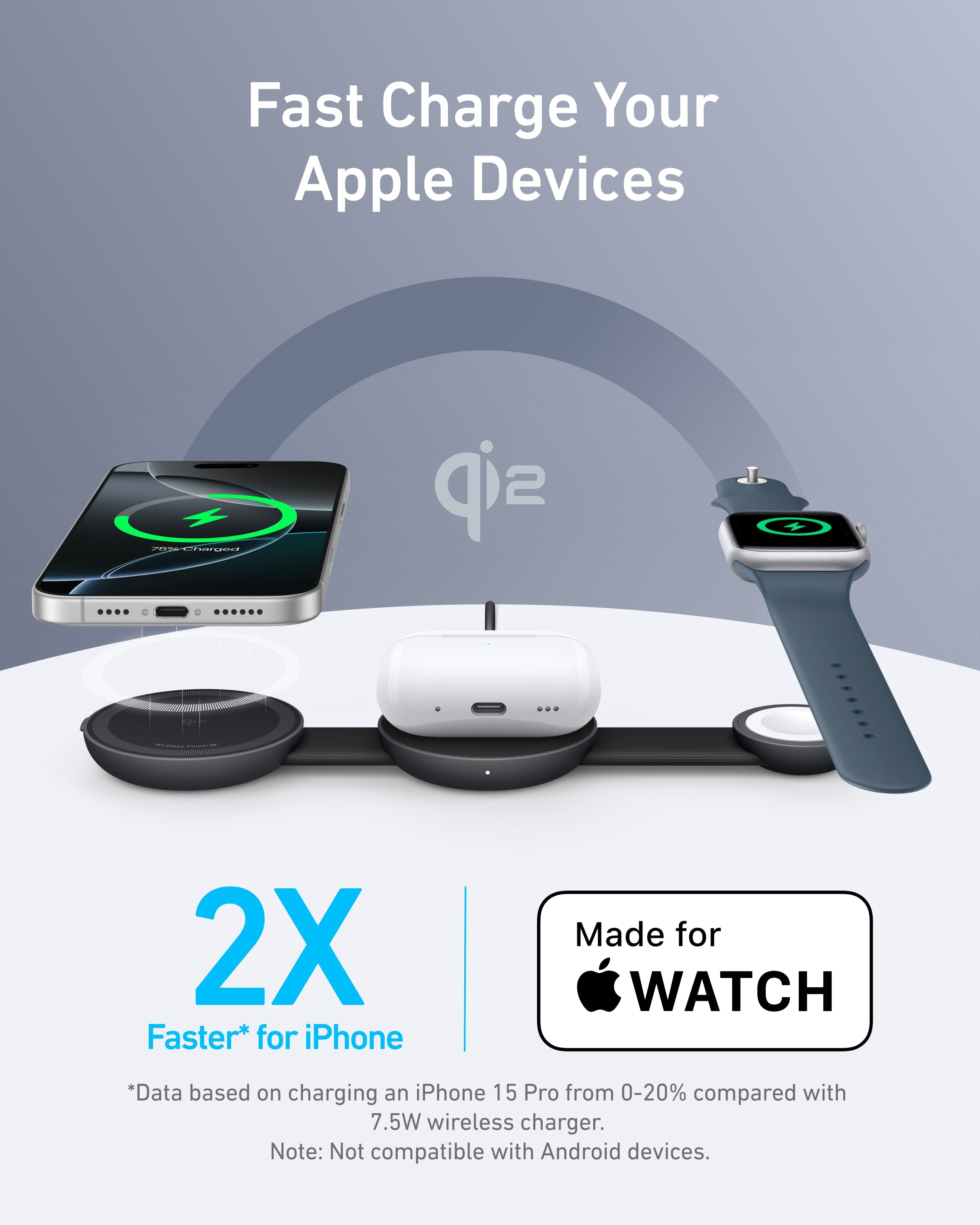 Anker MagGo Wireless Charging Station - 3-In-1 Foldable Pad For MagSafe And Qi2 Powers iPhone, Apple Watch, And More by Anker