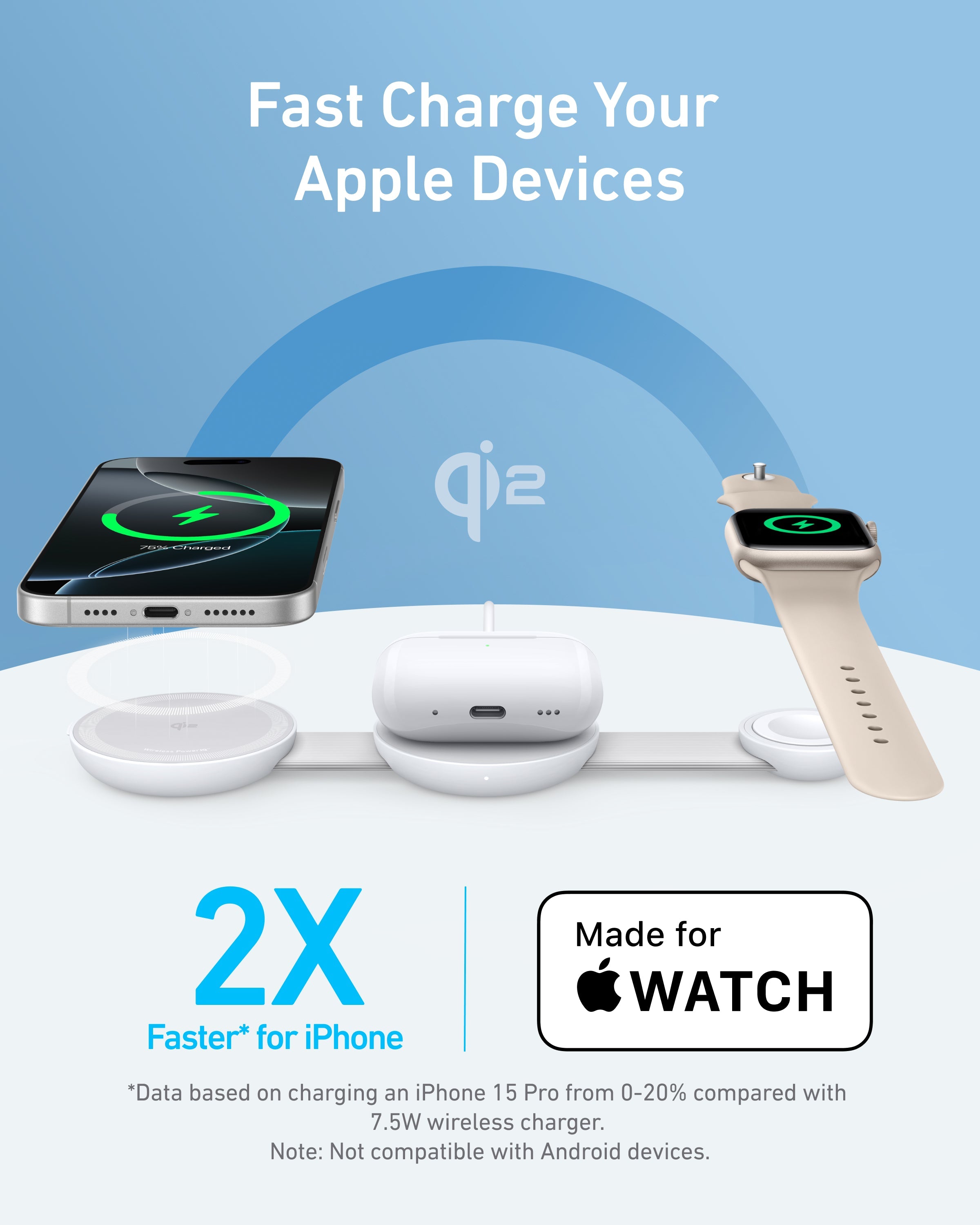 Anker MagGo Wireless Charging Station - 3-In-1 Foldable Pad For MagSafe And Qi2 Powers iPhone, Apple Watch, And More by Anker