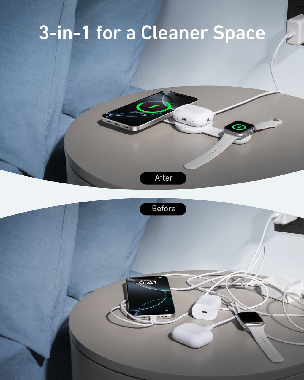 Anker MagGo Wireless Charging Station - 3-In-1 Foldable Pad For MagSafe And Qi2 Powers iPhone, Apple Watch, And More by Anker