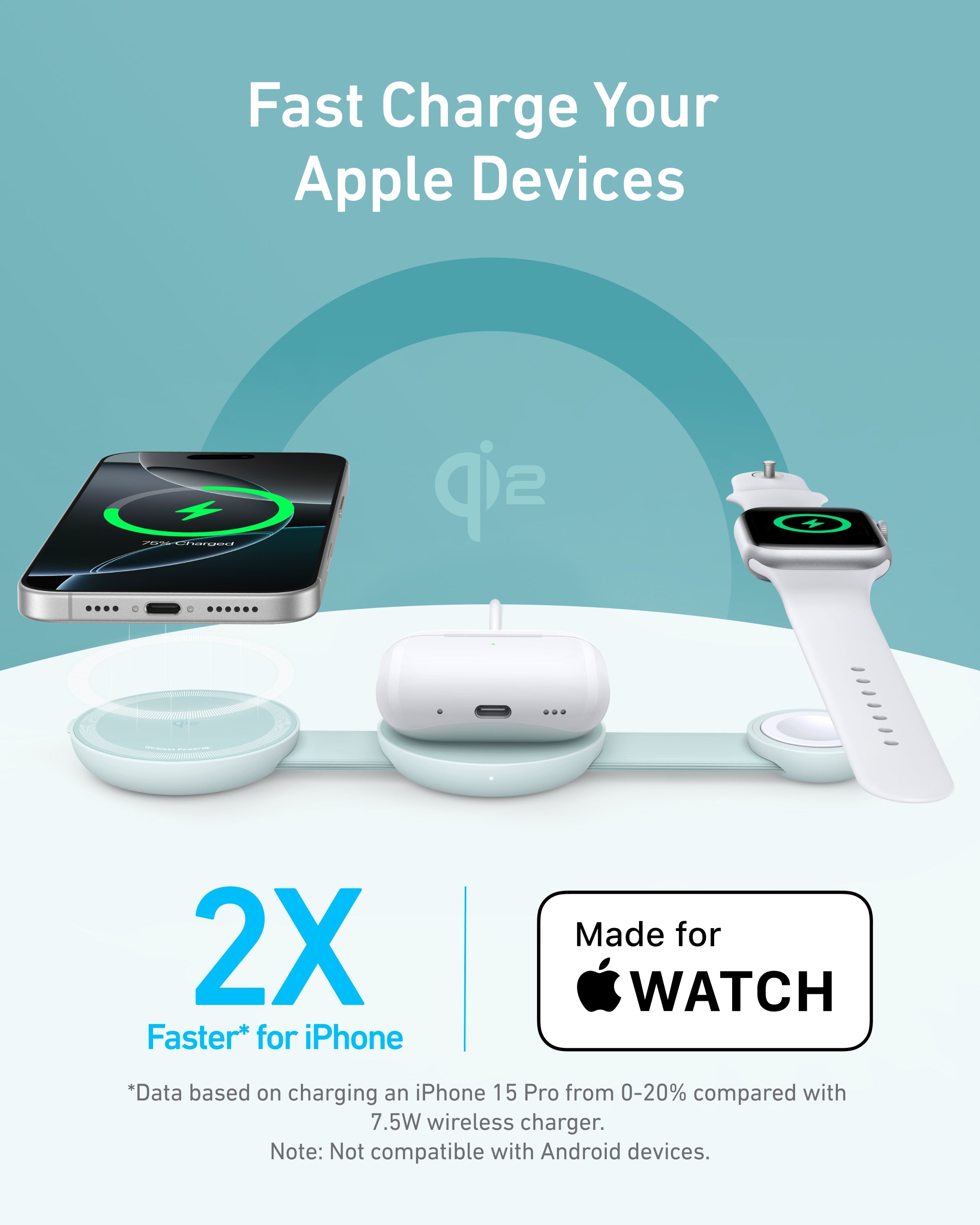 Anker MagGo Wireless Charging Station - 3-In-1 Foldable Pad For MagSafe And Qi2 Powers iPhone, Apple Watch, And More by Anker