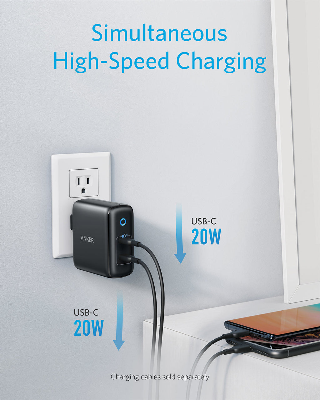 Anker 324 Charger 40W - Ultra Compact Fast Charger For iPhone 12 Pro And More Devices by Anker