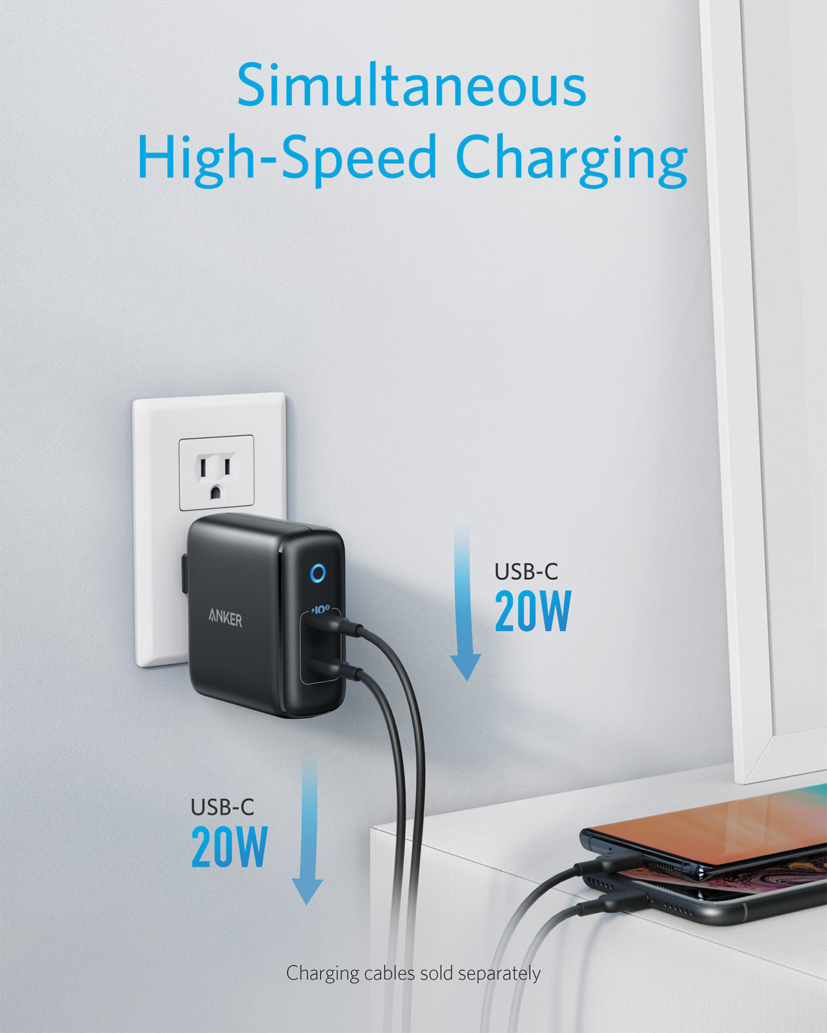 Anker 324 Charger 40W - Ultra Compact Fast Charger For iPhone 12 Pro And More Devices by Anker