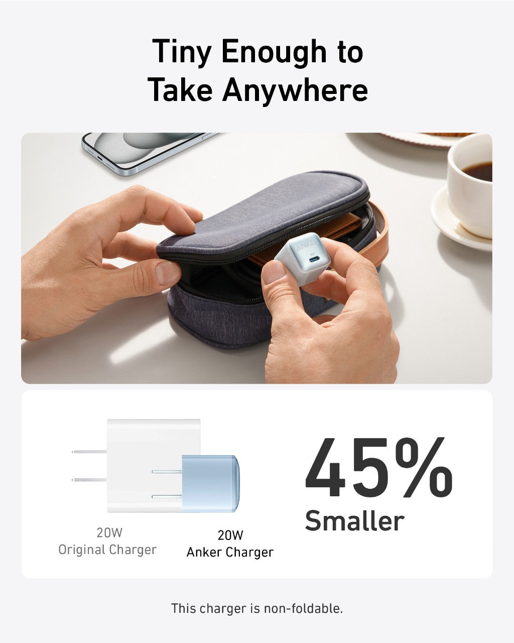 Anker Nano Charger 20W - Ultra Compact USB-C Fast Charger For iPhone 14 And More Devices by Anker