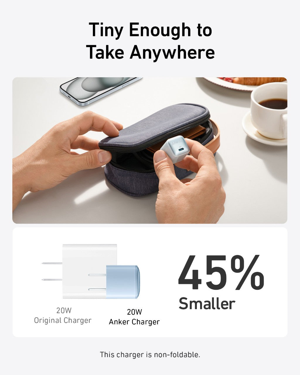 Anker Nano Charger 20W - Ultra Compact USB-C Fast Charger For iPhone 14 And More Devices by Anker