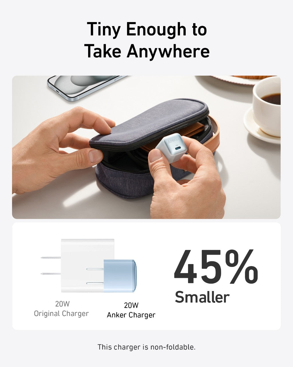 Anker Nano Charger 20W - Ultra Compact USB-C Fast Charger For iPhone 14 And More Devices by Anker