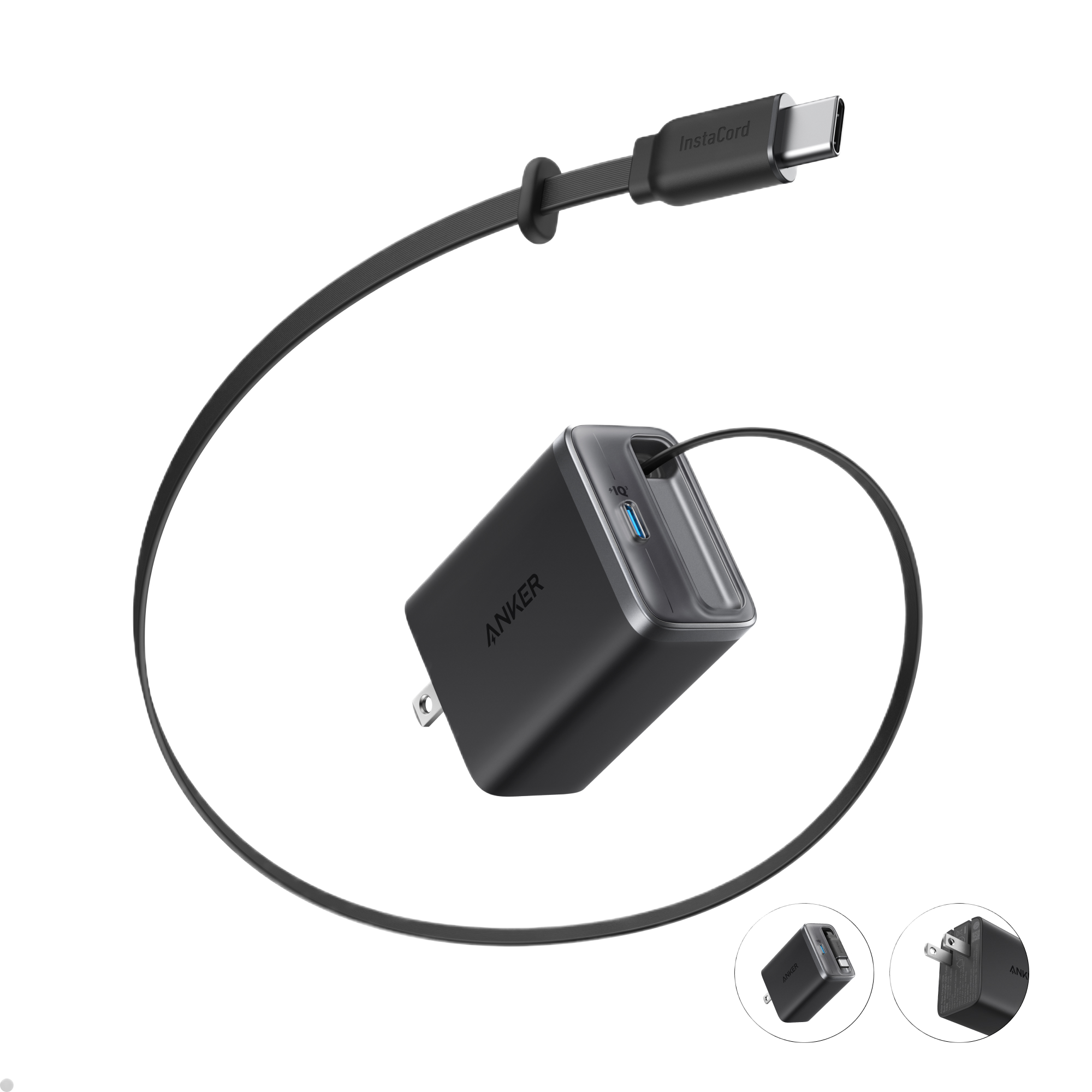 Anker Nano Charger - 35W Dual USB-C Fast Charging With Built-In Retractable Cable On-The-Go Power by Anker