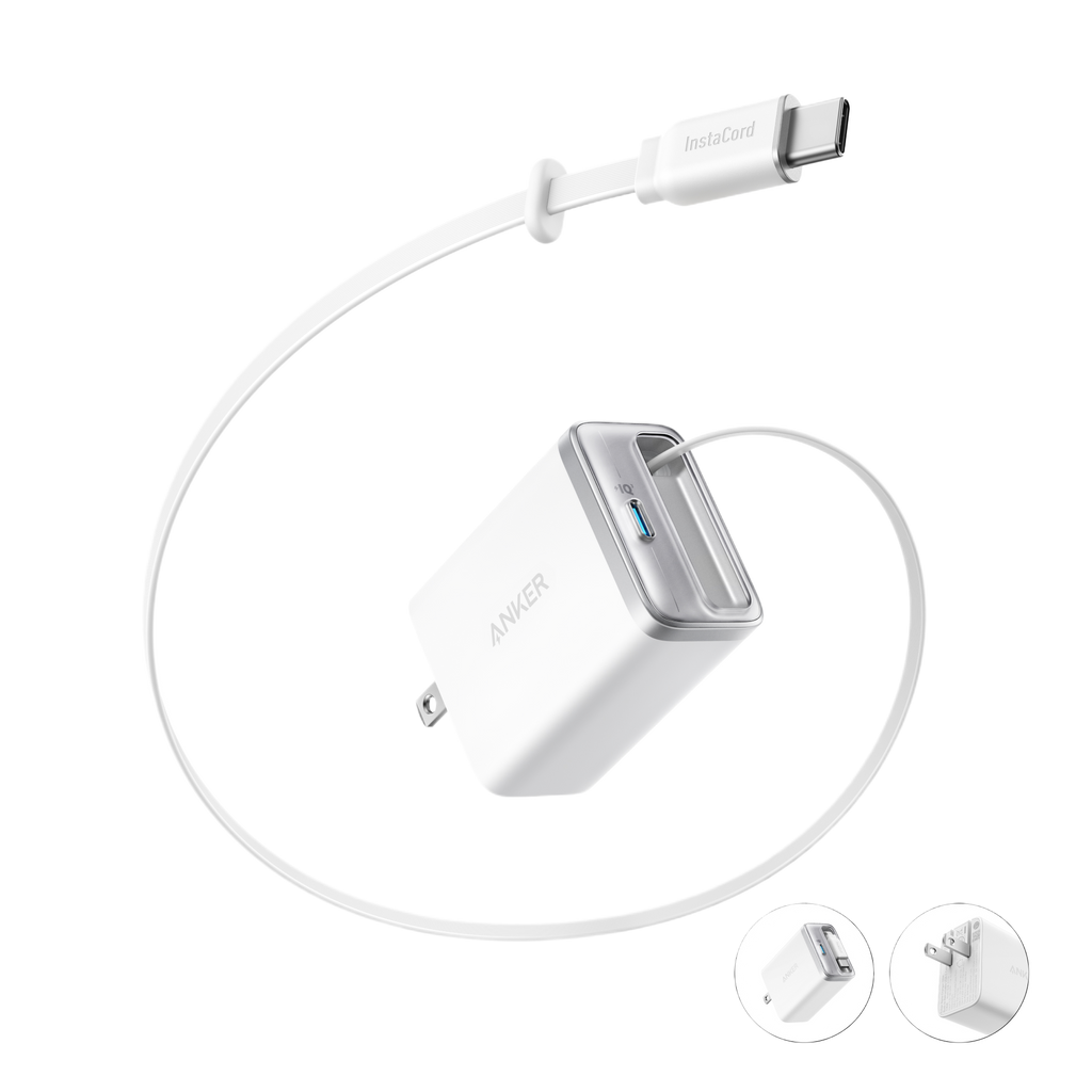 Anker Nano Charger - 35W Dual USB-C Fast Charging With Built-In Retractable Cable On-The-Go Power by Anker
