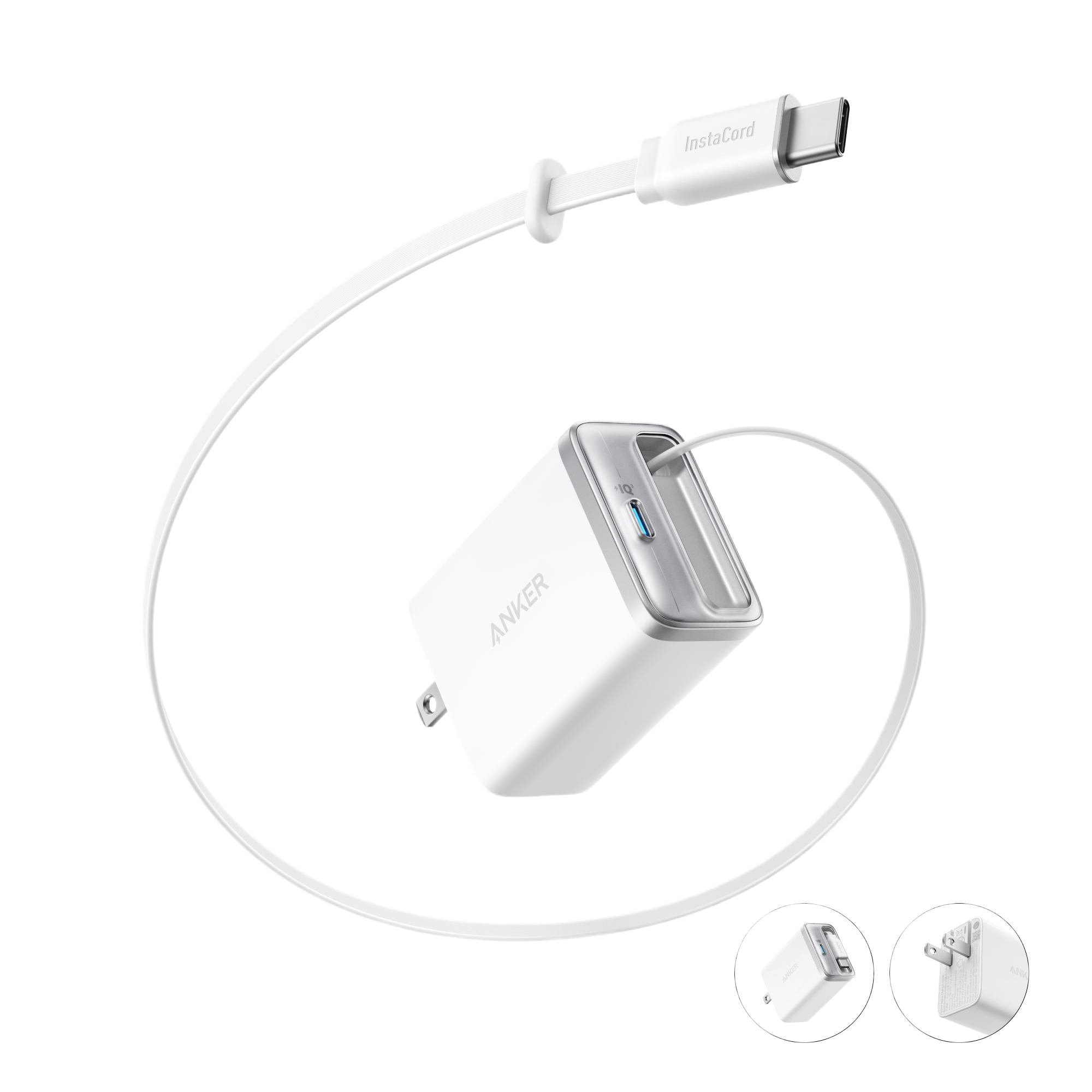 Anker Nano Charger - 35W Dual USB-C Fast Charging With Built-In Retractable Cable On-The-Go Power by Anker