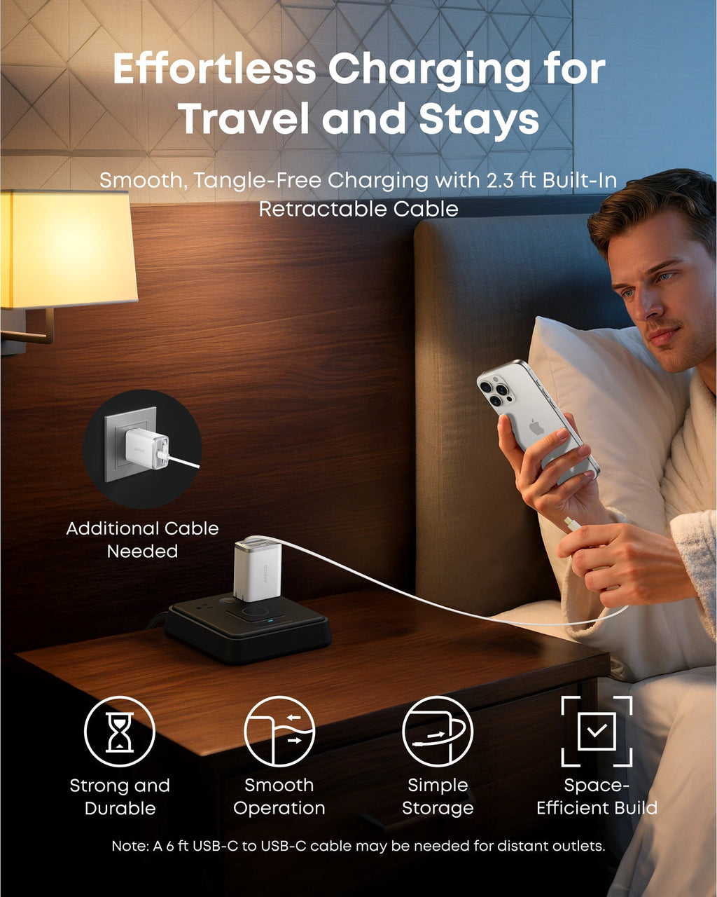 Anker Nano Charger - 35W Dual USB-C Fast Charging With Built-In Retractable Cable On-The-Go Power by Anker