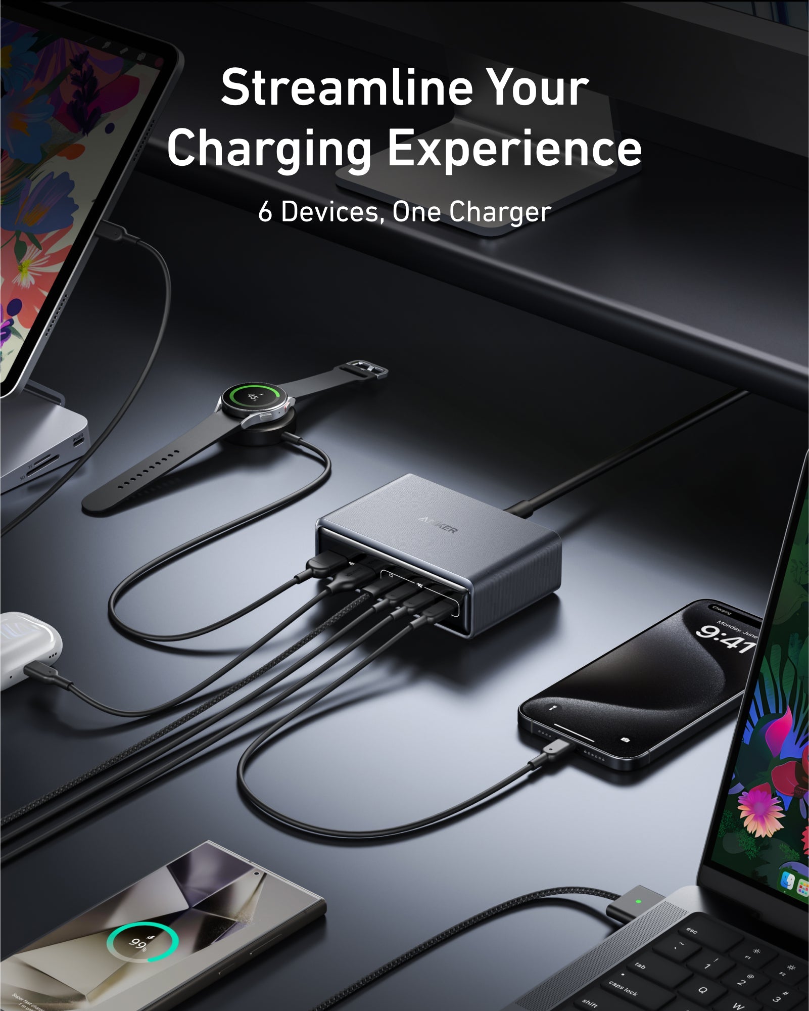 Anker Prime Charger - 200W GaN Charging Station For Laptops Tablets And Phones In A Single Compact Hub by Anker