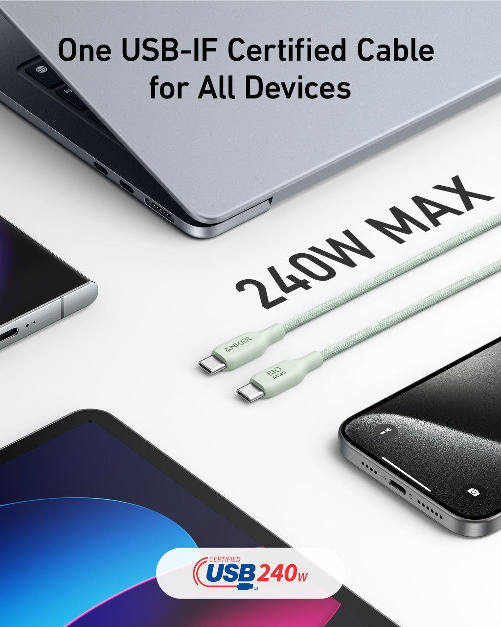 Anker 543 USB-C to USB-C Cable - Bio-Braided Eco Nylon for Durable Fast Charging and Syncing by Anker