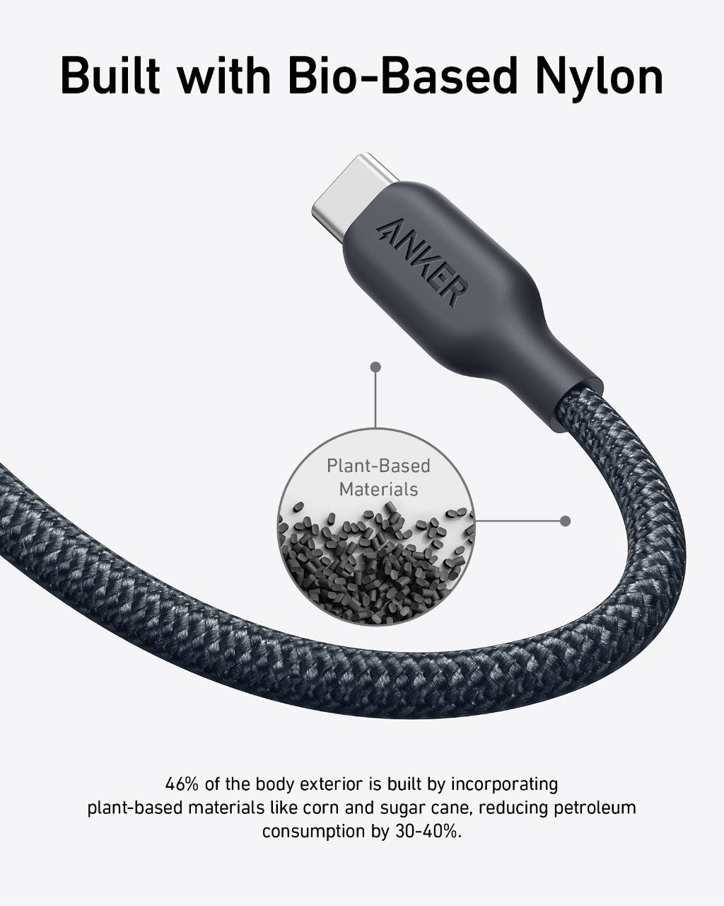 Anker 543 USB-C to USB-C Cable - Bio-Braided Eco Nylon for Durable Fast Charging and Syncing by Anker