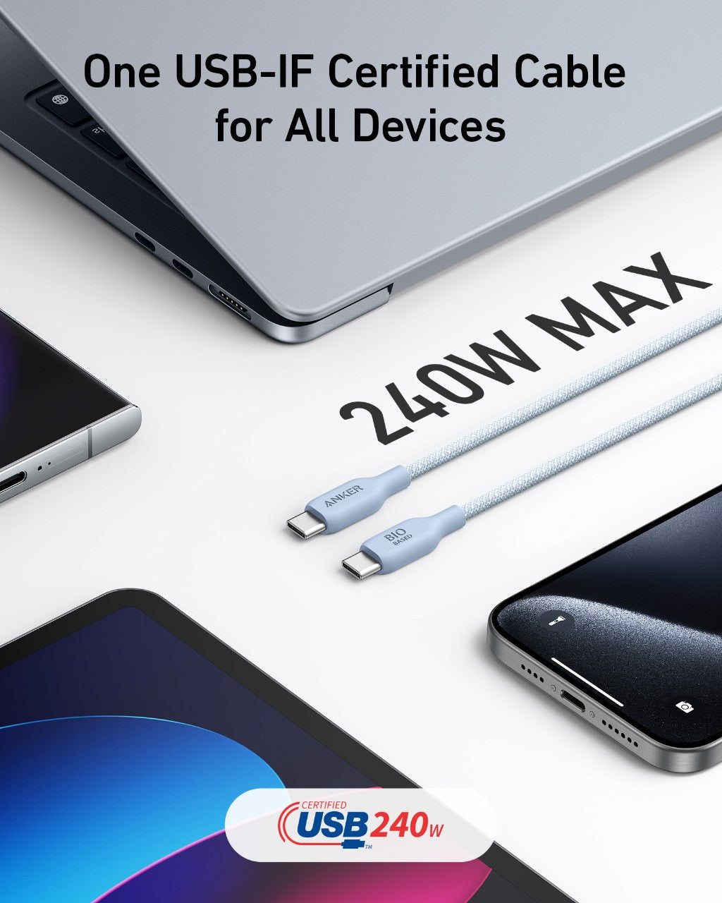 Anker 543 USB-C to USB-C Cable - Bio-Braided Eco Nylon for Durable Fast Charging and Syncing by Anker