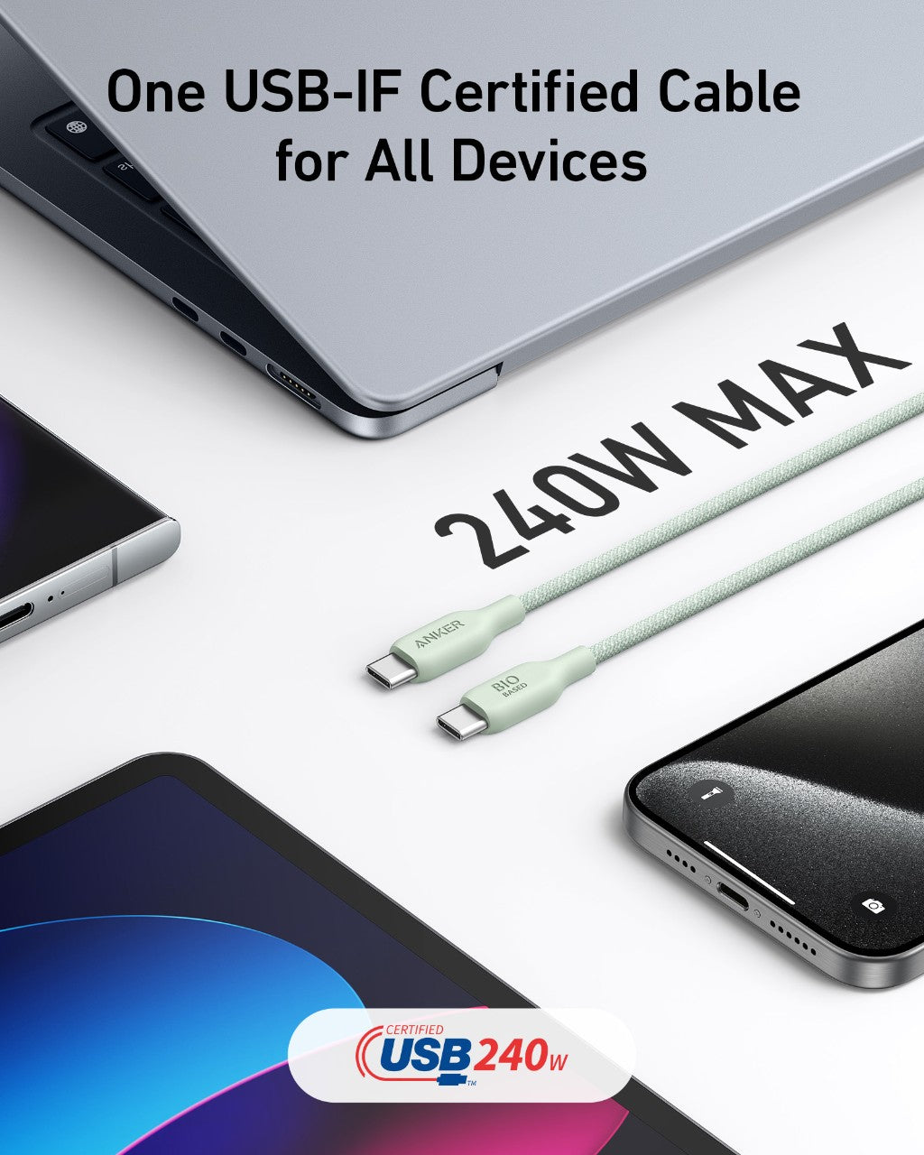 Anker 543 USB-C to USB-C Cable - Bio-Braided Eco Nylon for Durable Fast Charging and Syncing by Anker