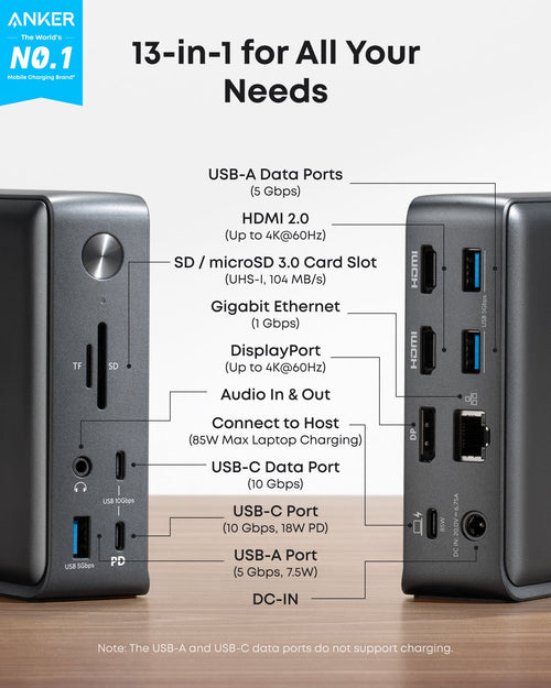 Anker 575 USB-C Docking Station (13-In-1) - Expands Connectivity With Power Delivery And Multi-Display Support by Anker