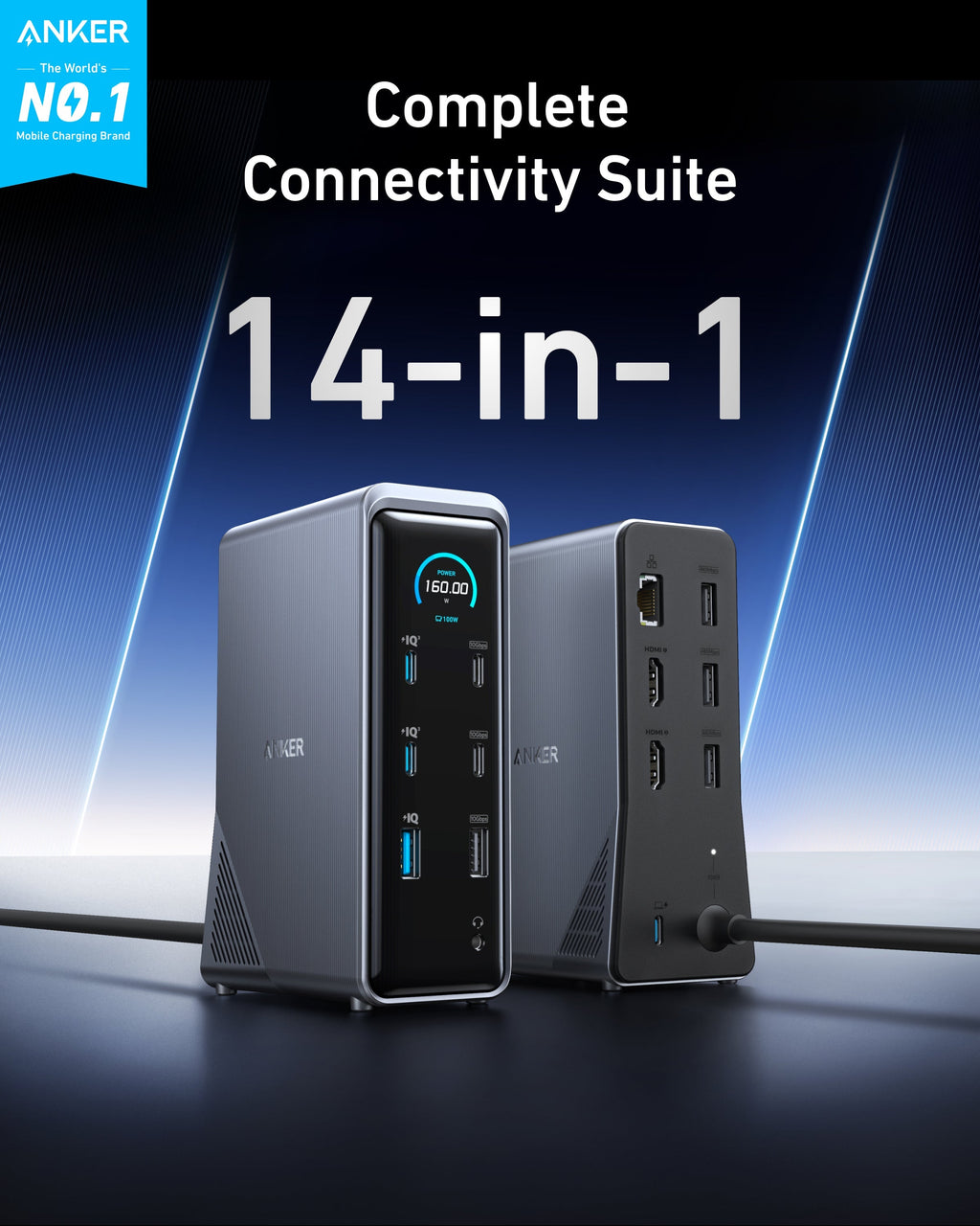 Anker Prime Charging Docking Station - 14 In 1 Hub With Dual Display And 160W Total Power For Fast Charging by Anker