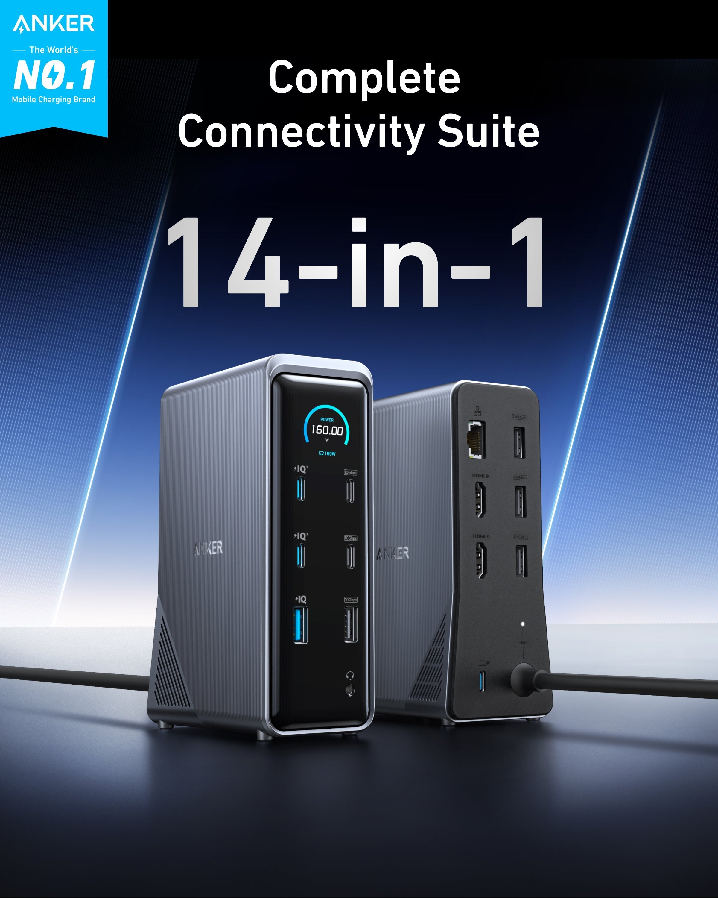 Anker Prime Charging Docking Station - 14 In 1 Hub With Dual Display And 160W Total Power For Fast Charging by Anker