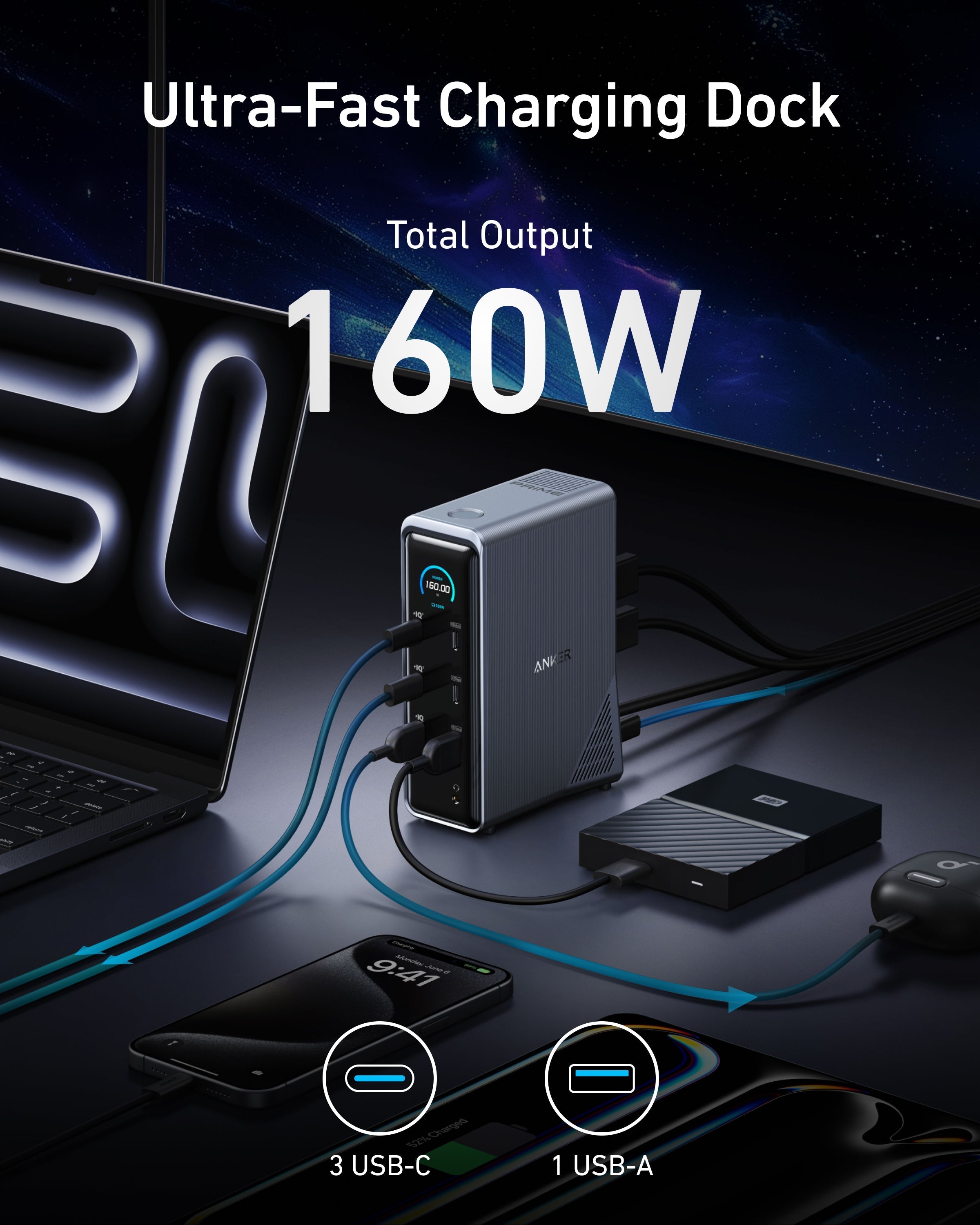 Anker Prime Charging Docking Station - 14 In 1 Hub With Dual Display And 160W Total Power For Fast Charging by Anker
