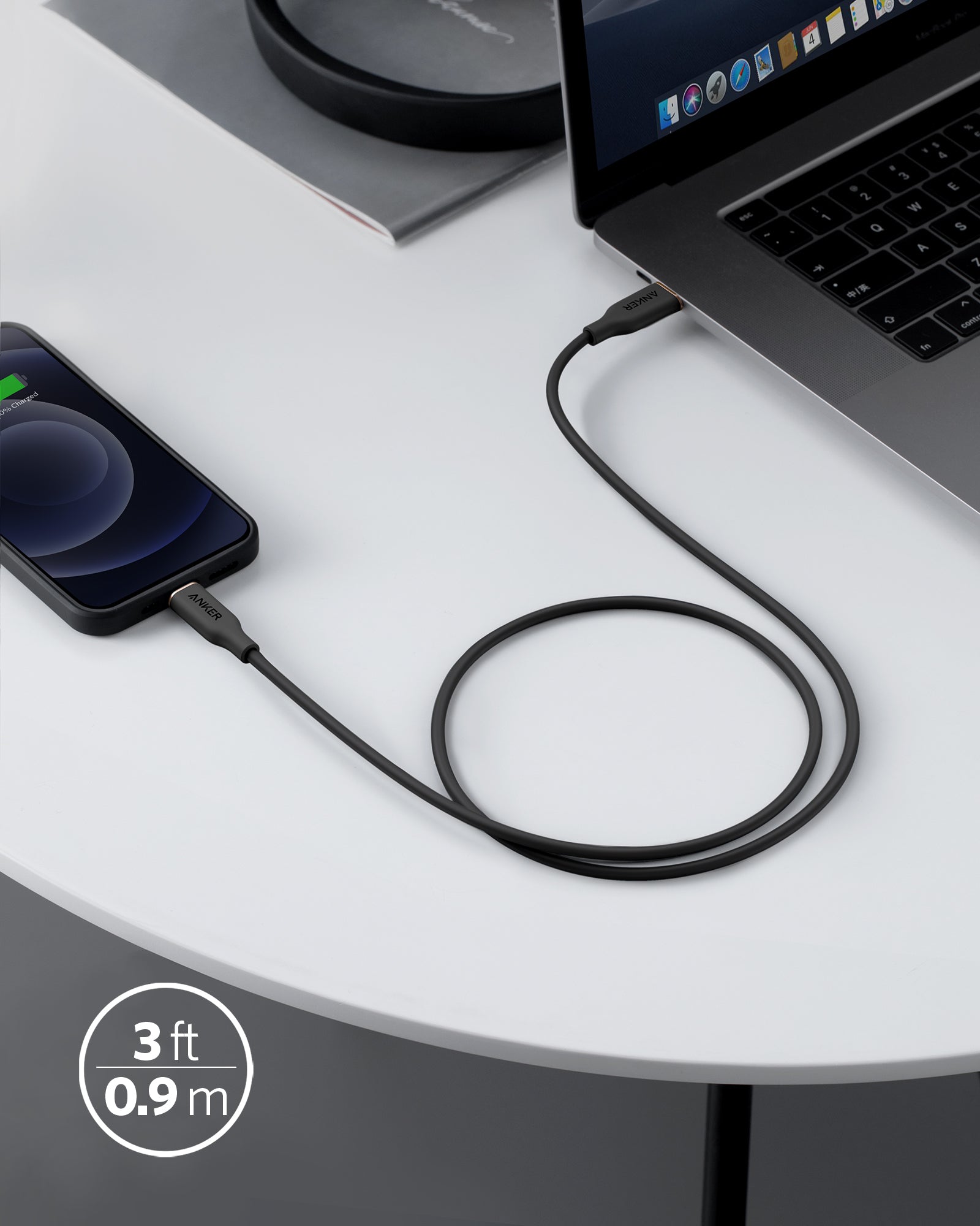 Anker 641 USB-C to Lightning Cable Flow 3 ft Silicone - Soft Silicone Finish for Premium Durability by Anker