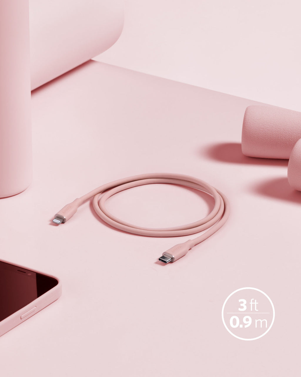 Anker 641 USB-C to Lightning Cable Flow 3 ft Silicone - Soft Silicone Finish for Premium Durability by Anker