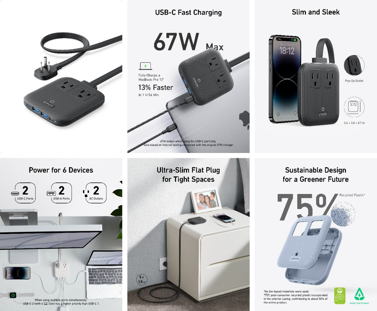 Anker Nano Charging Station 6-In-1 67W - Compact All-In-One Hub For MacBook Pro And Busy Desks by Anker